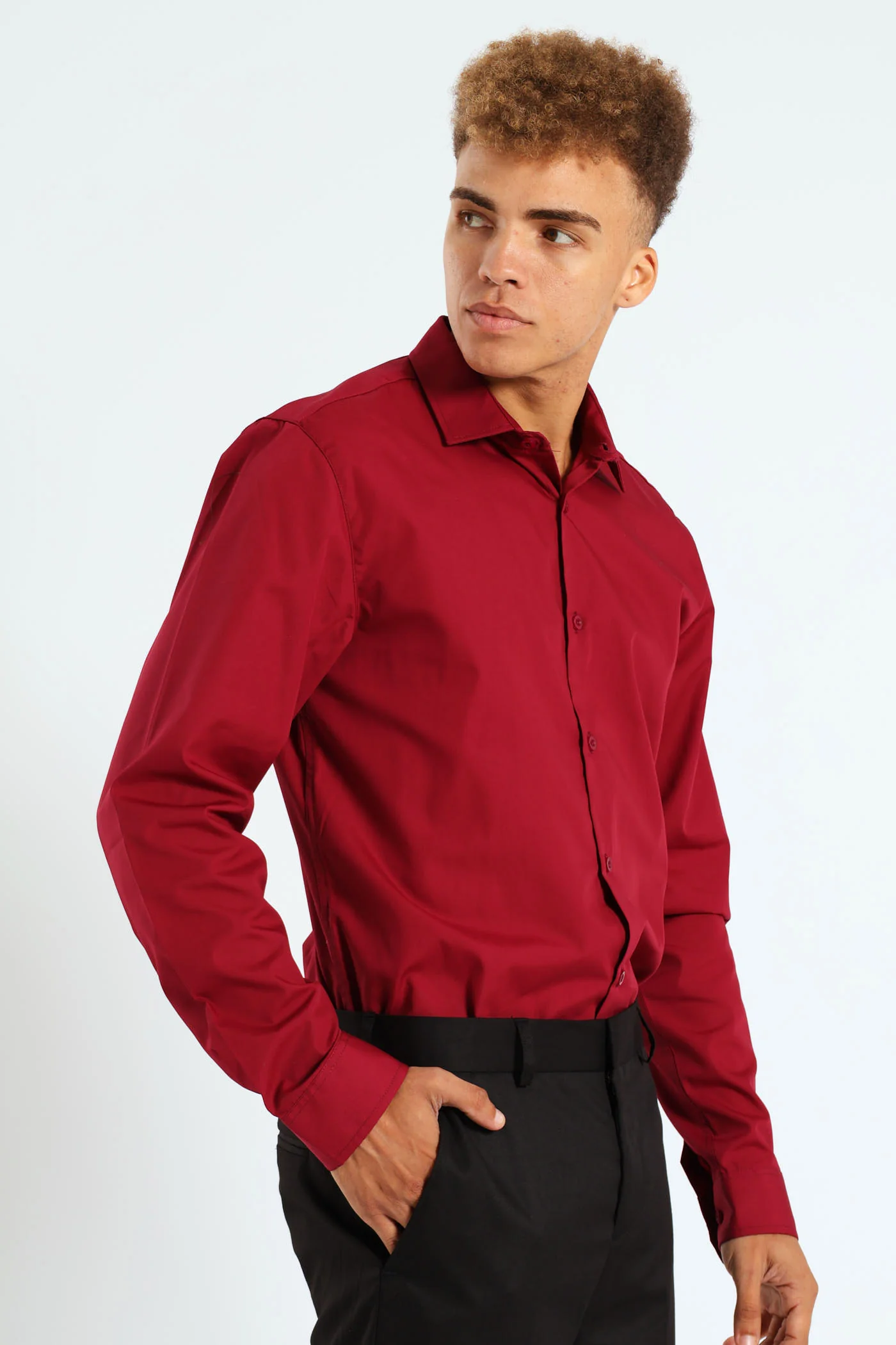 Easy Care Long Sleeve Shirt - Cherry - Image 4