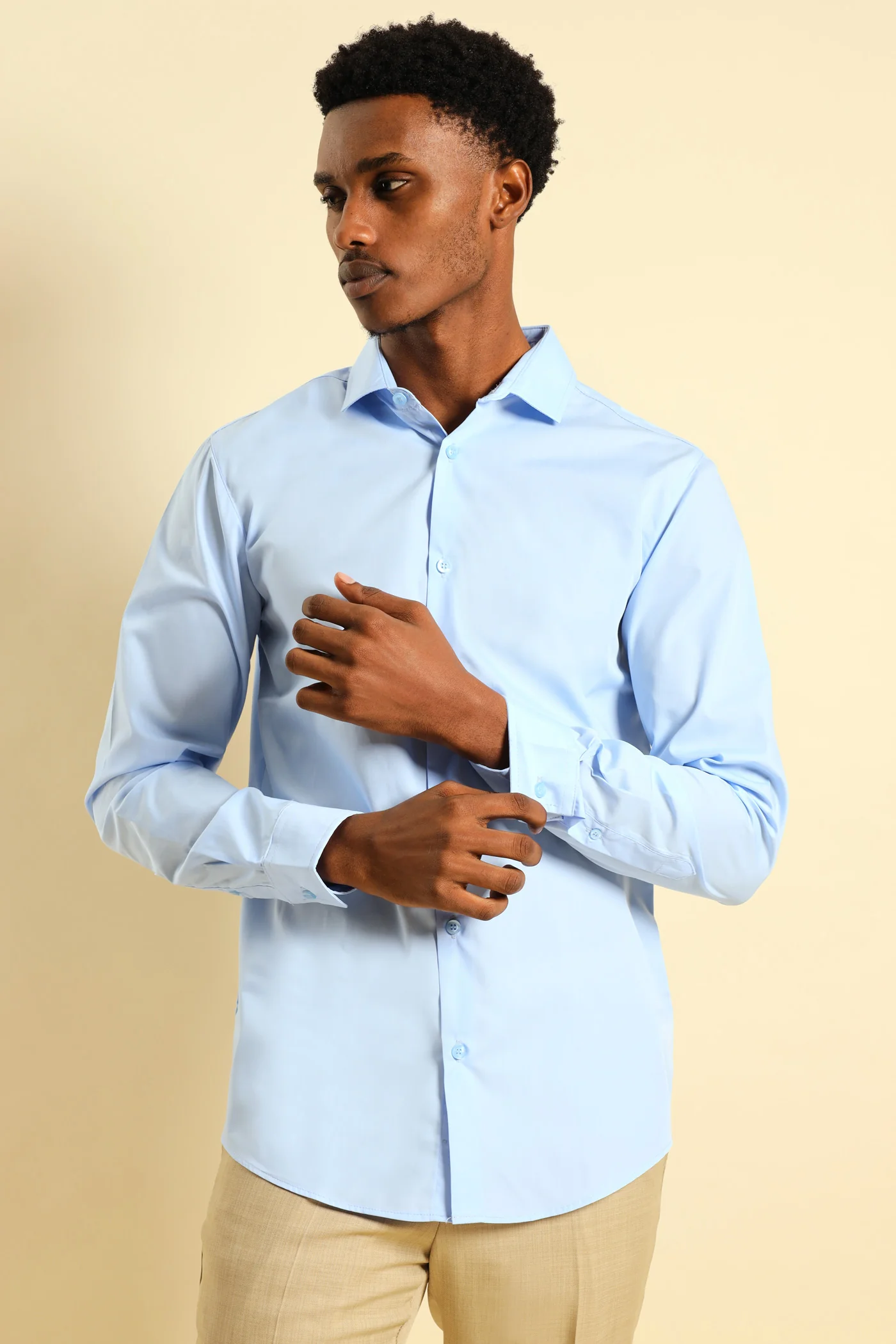 Easy Care Long Sleeve Shirt - Light Blue - Image 4