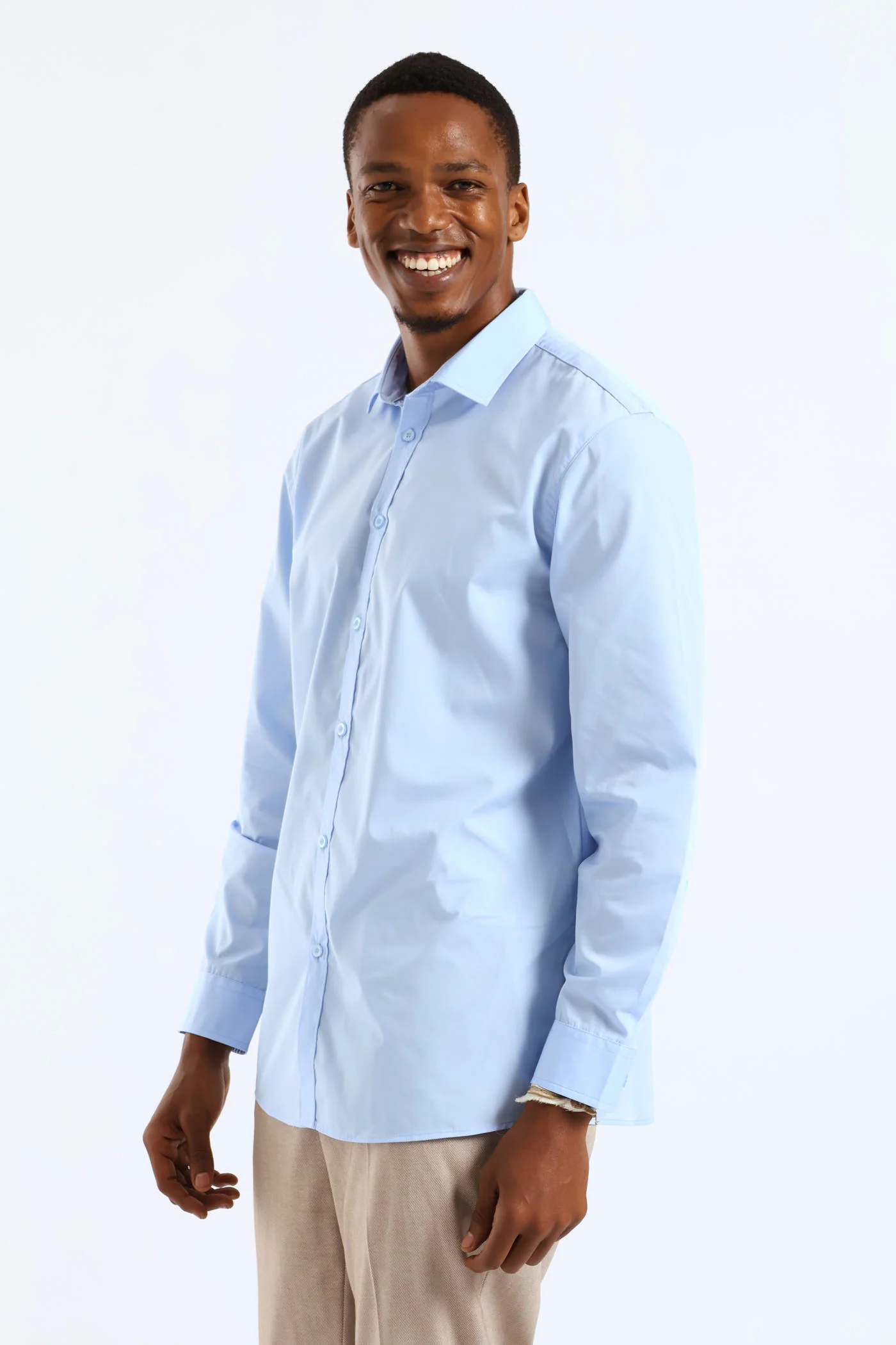 Easy Care Long Sleeve Shirt - Light Blue - Image 4
