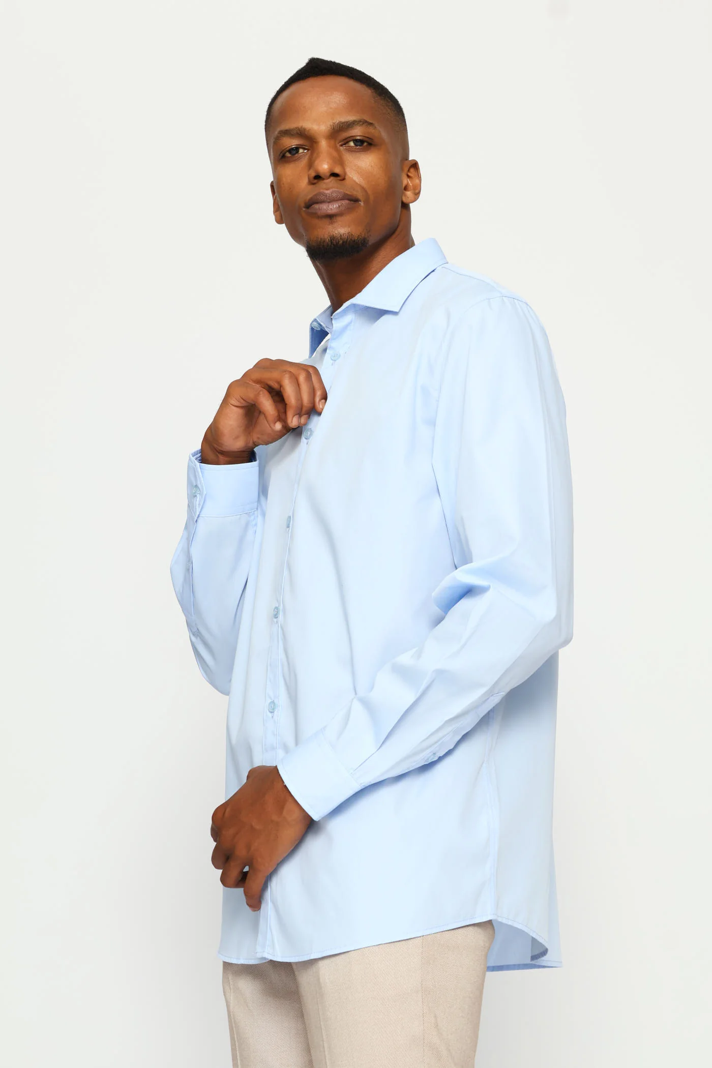 Easy Care Long Sleeve Shirt - Light Blue - Image 4