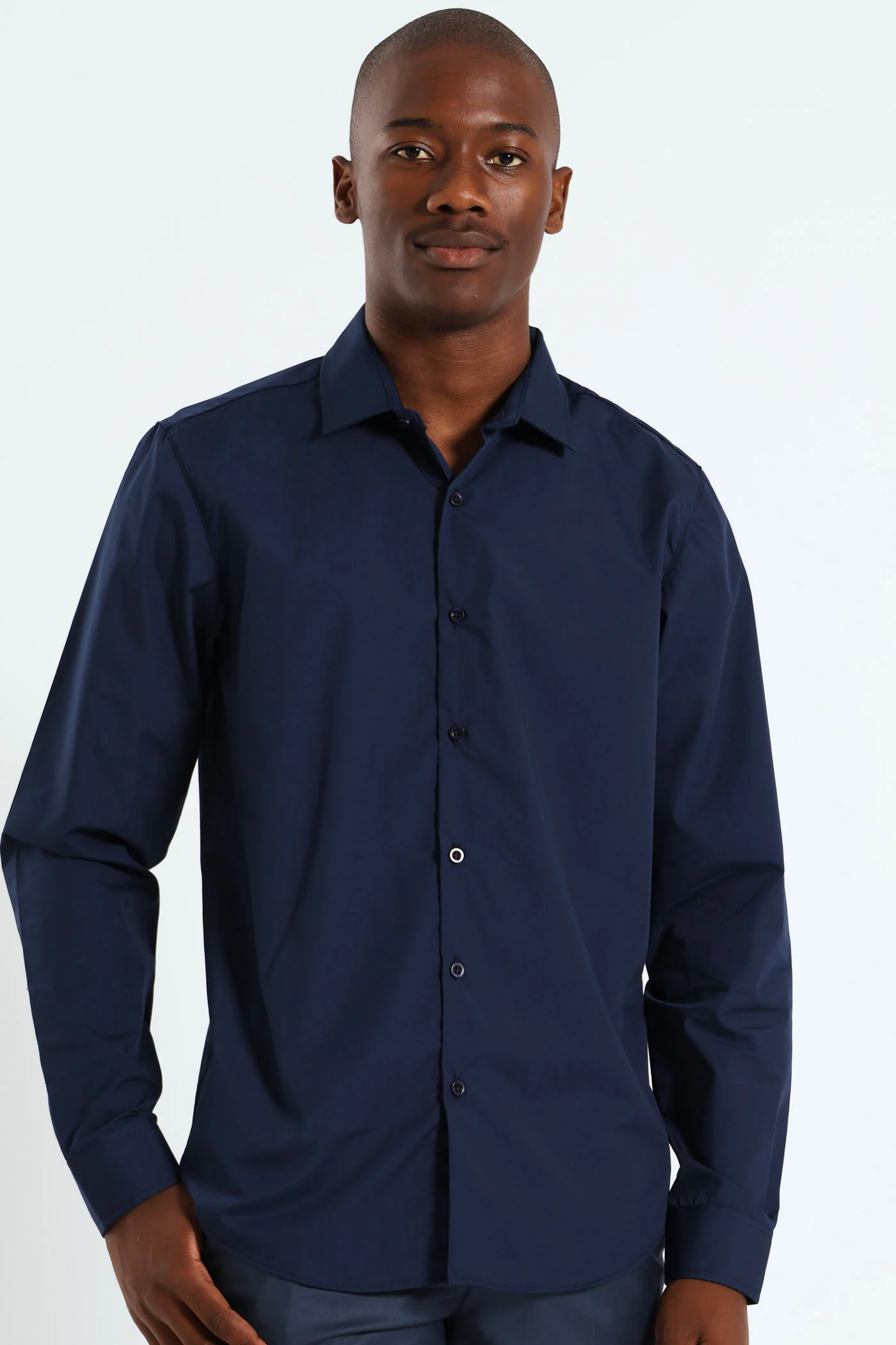Easy Care Long Sleeve Shirt - Navy - Image 2