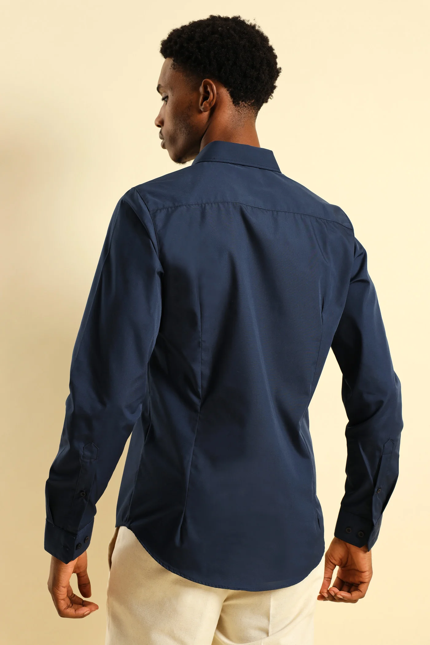 Easy Care Long Sleeve Shirt - Navy - Image 4