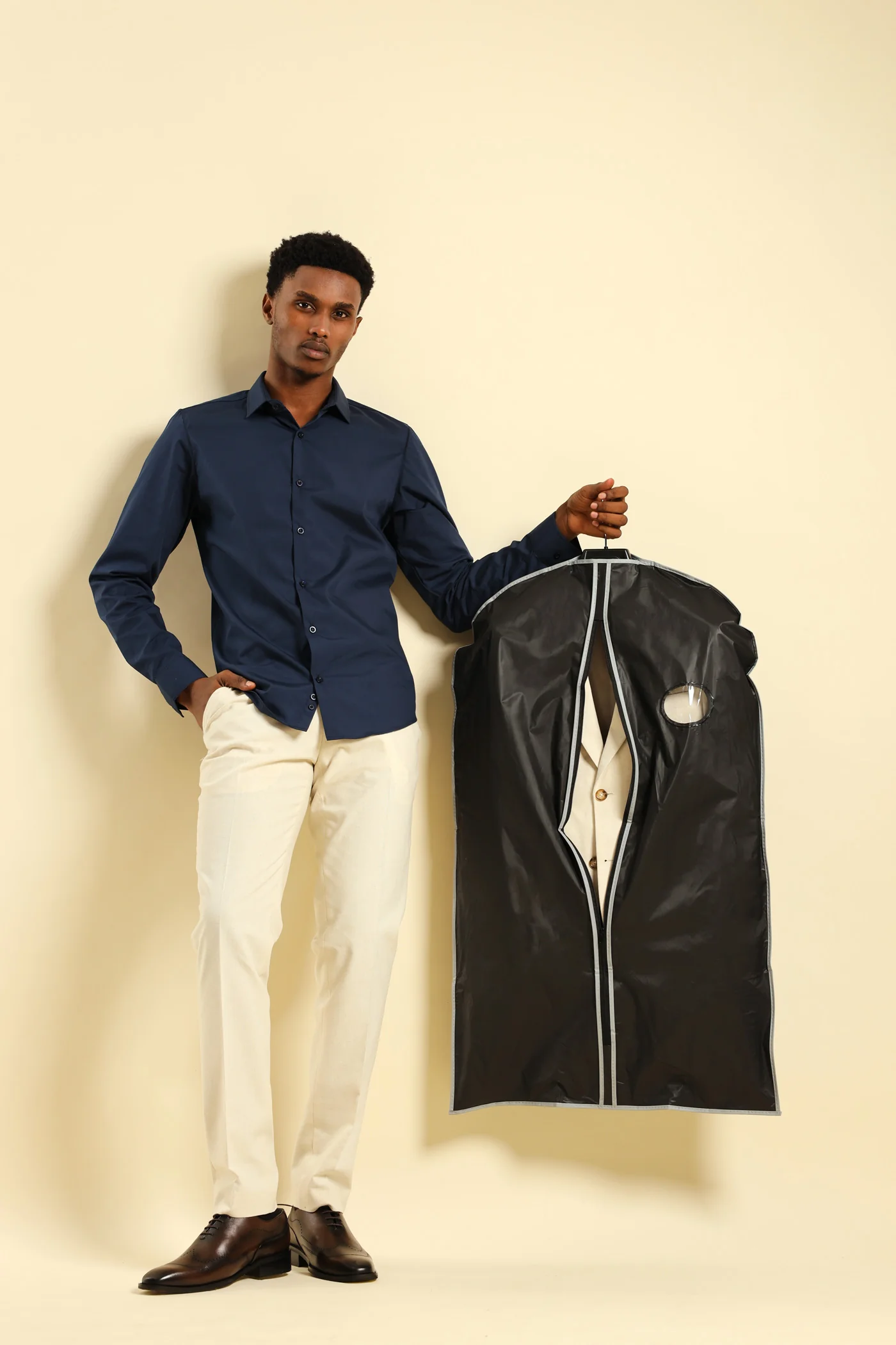Easy Care Long Sleeve Shirt - Navy - Image 6