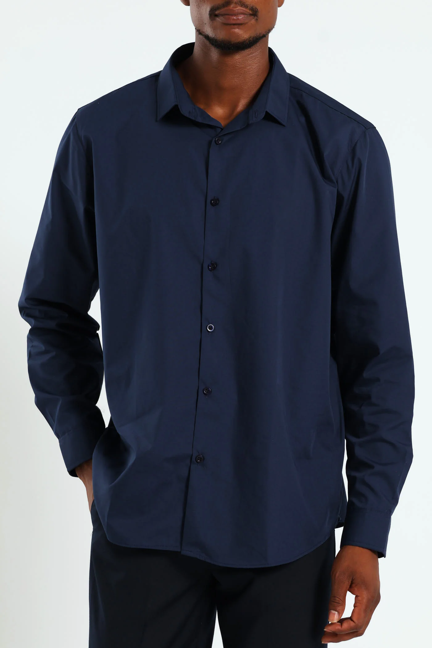 Easy Care Long Sleeve Shirt - Navy - Image 8