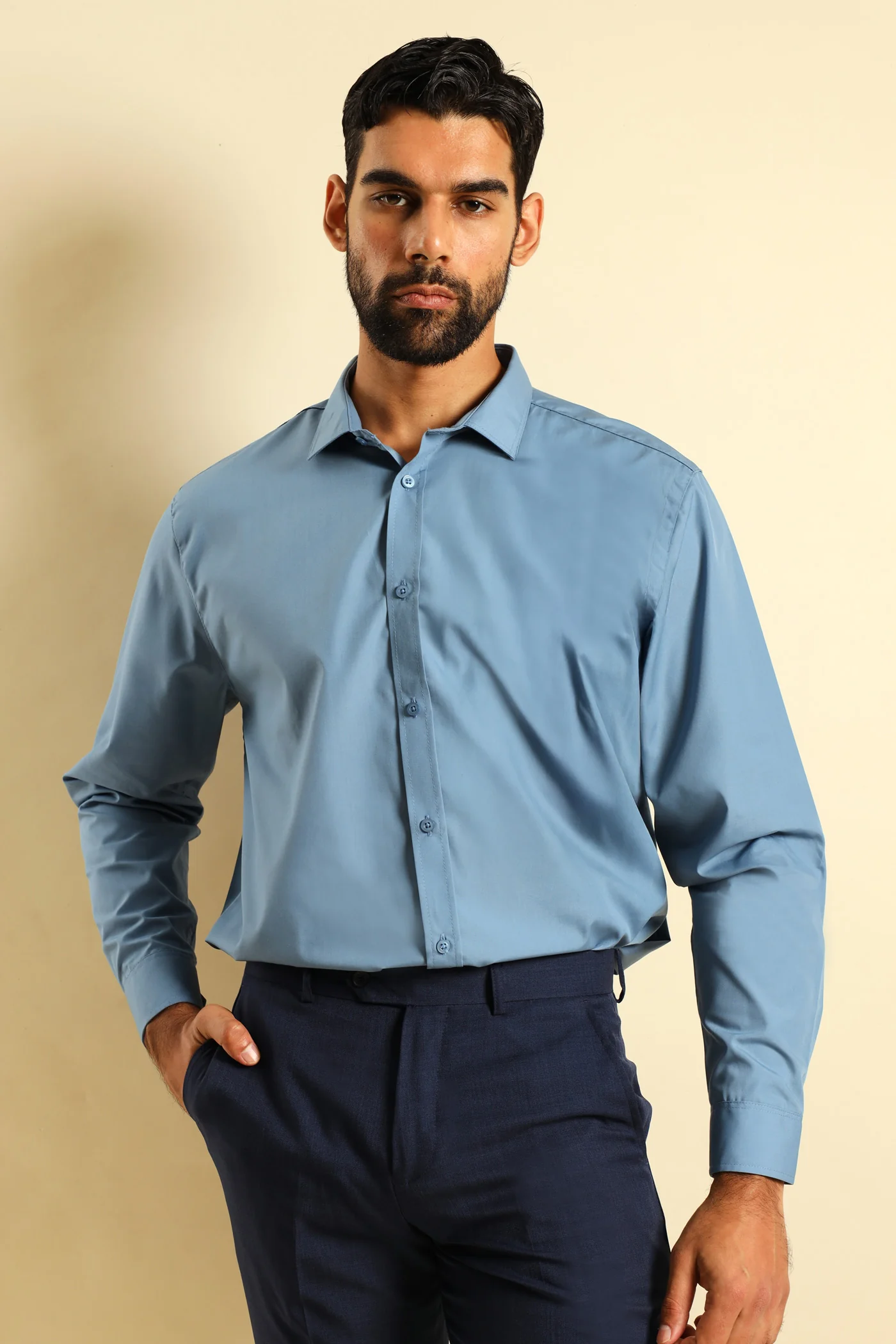 Easy Care Long Sleeve Shirt - Airforce - Image 2