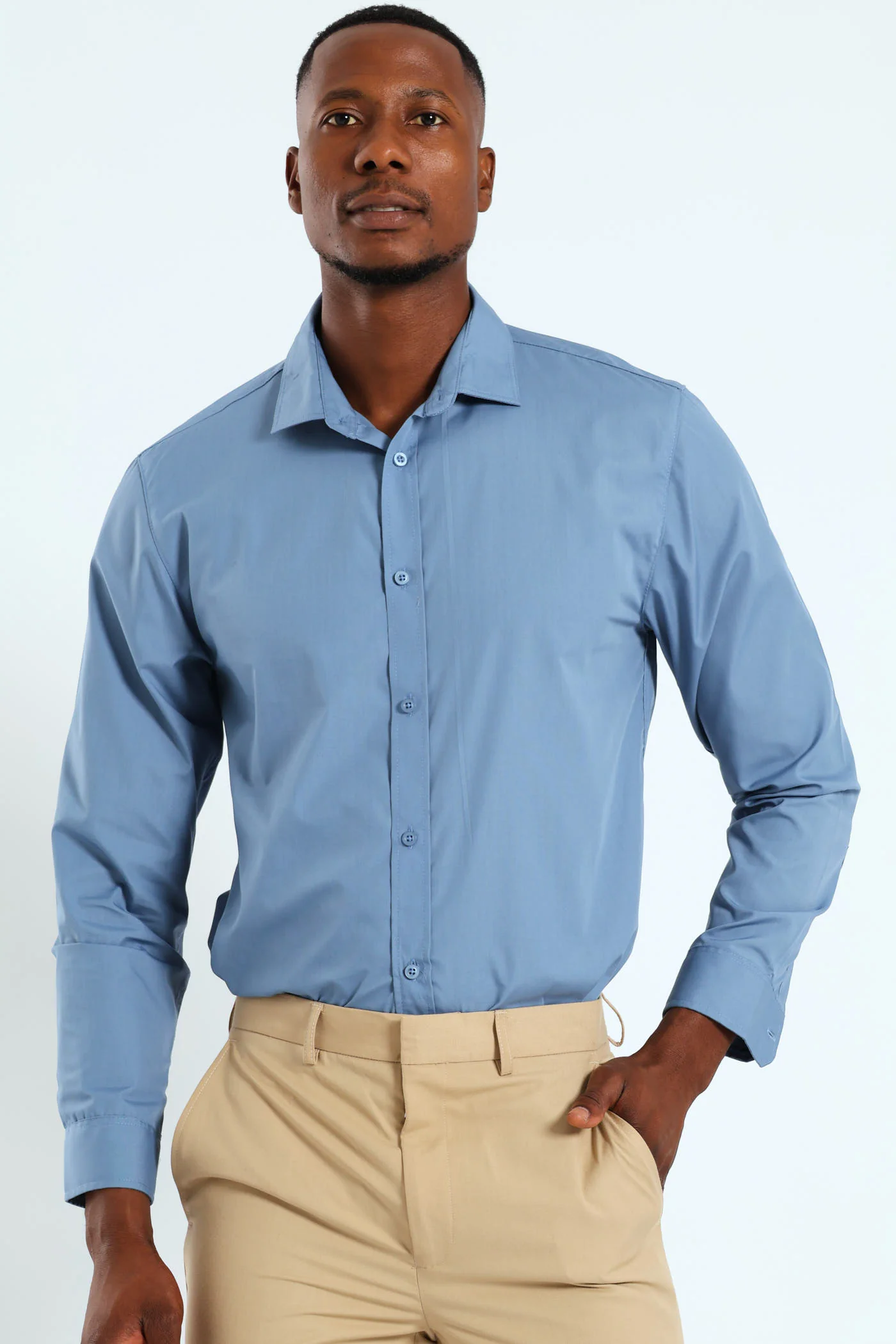 Easy Care Long Sleeve Shirt - Airforce - Image 5