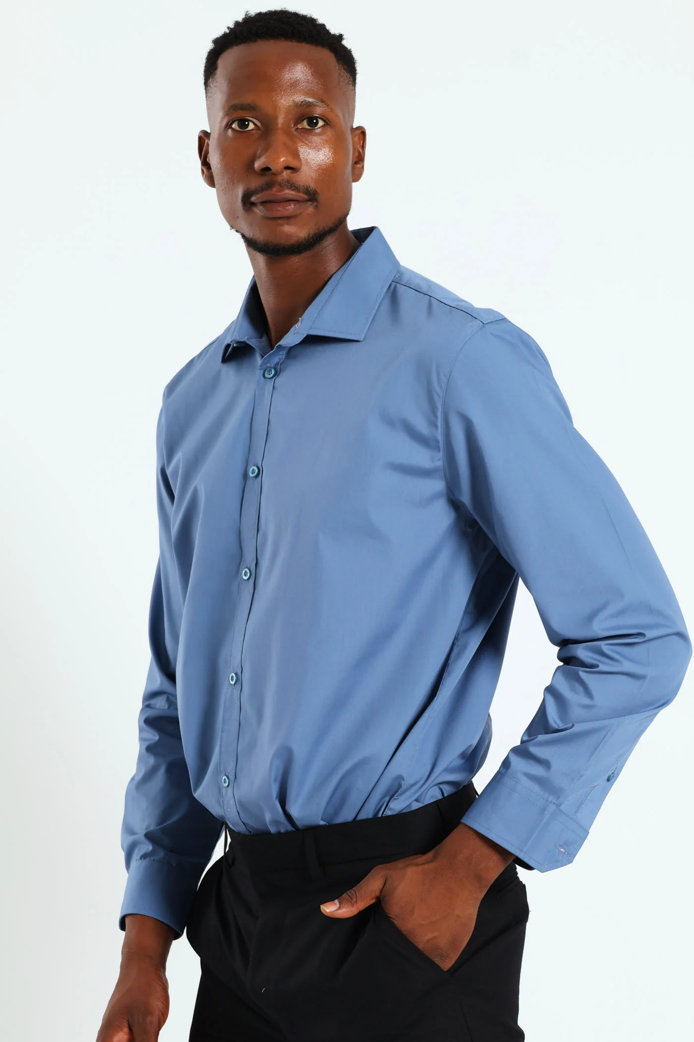 Easy Care Shirt - Mid Blue - Image 5