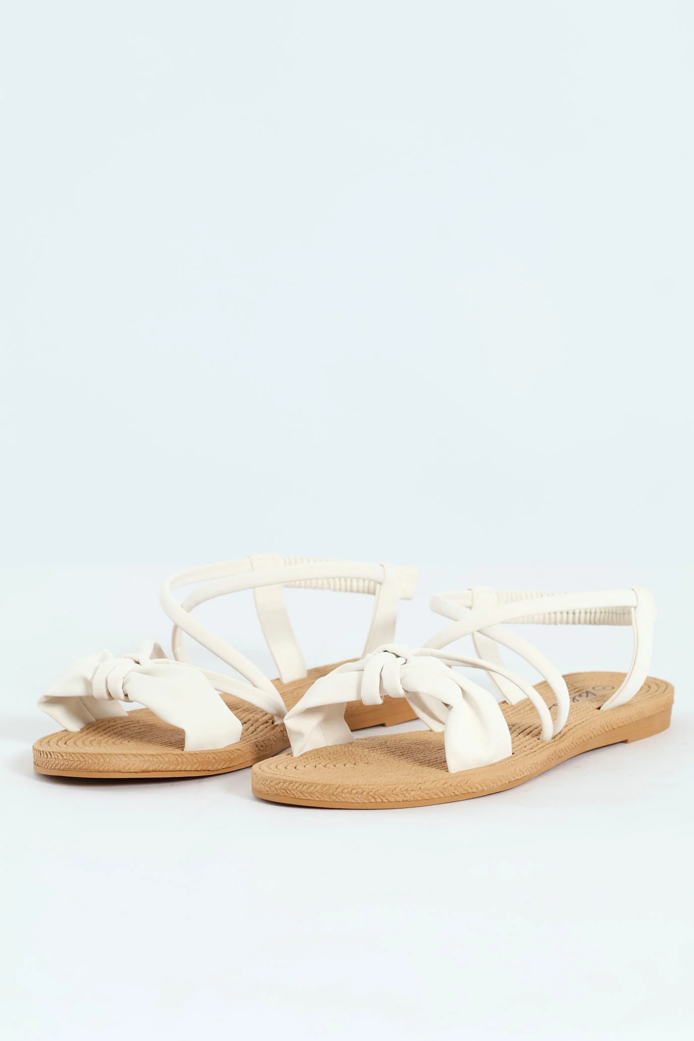 Elasticated Bow Slingback Sandal - Off White - Image 4