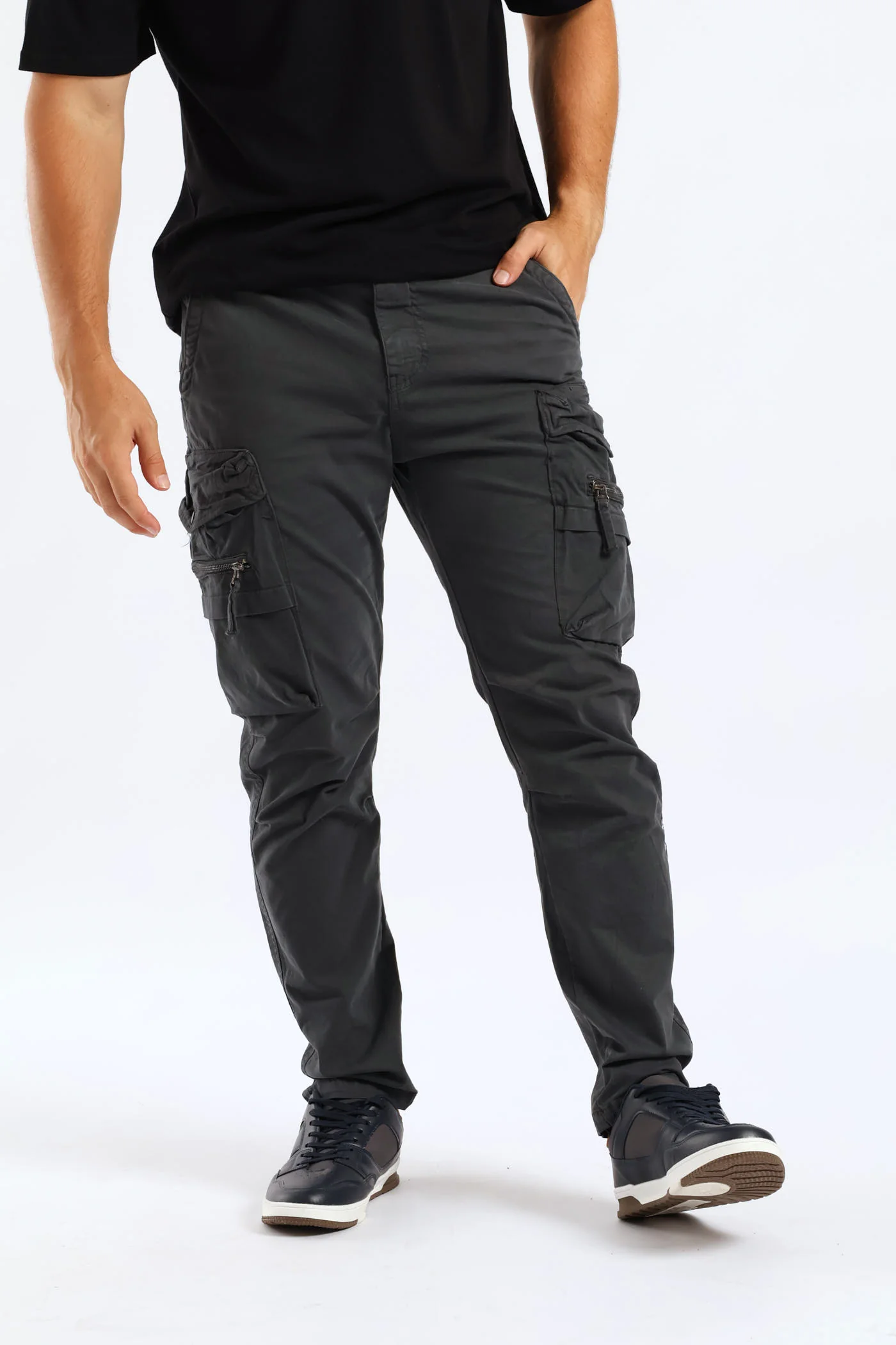 Elasticated Cargo Pant - Charcoal - Image 3