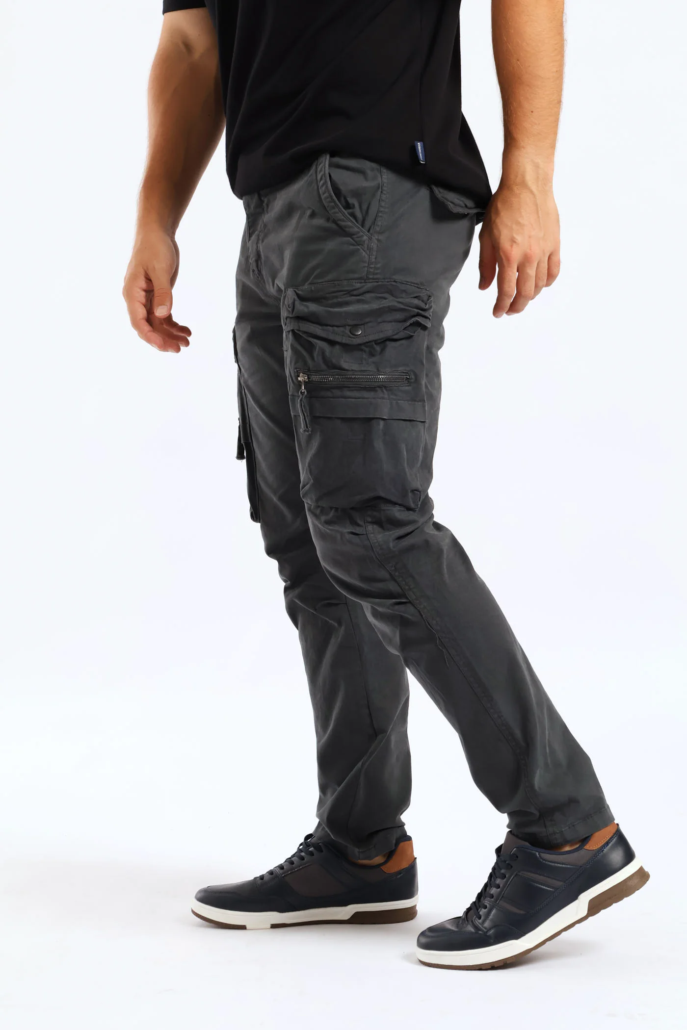 Elasticated Cargo Pant - Charcoal - Image 4