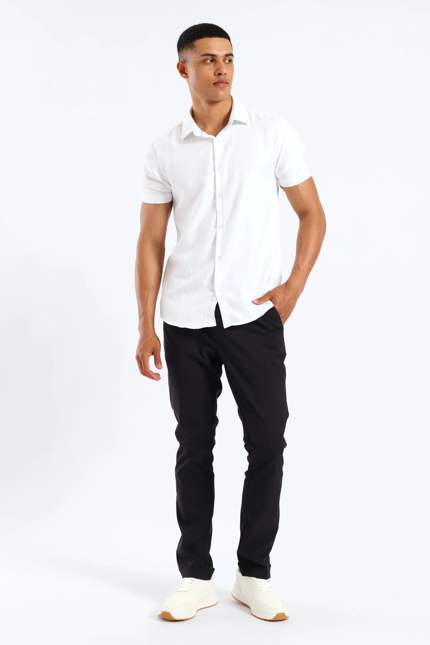 Elasticated Pleated Trouser - Black - Image 2