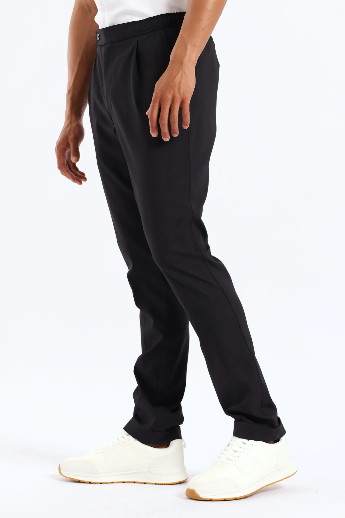 Elasticated Pleated Trouser - Black - Image 3