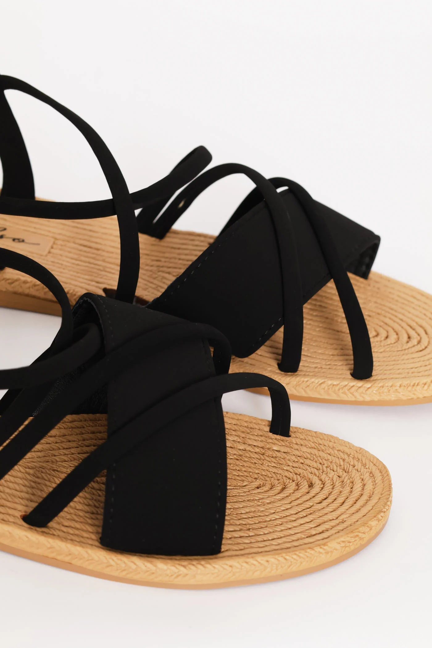 Elasticated Slingback Crosstrap Sandal - Black - Image 2