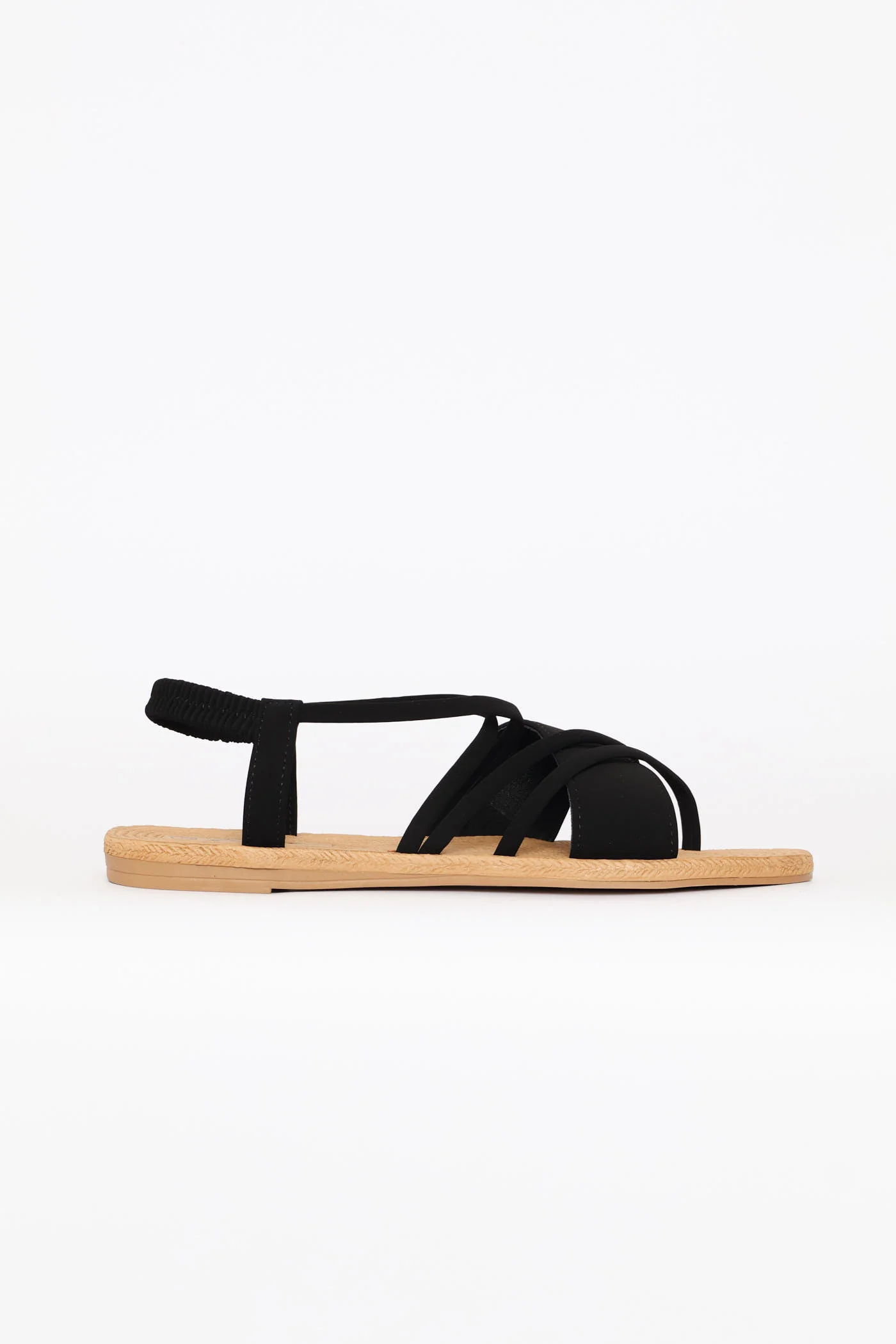Elasticated Slingback Crosstrap Sandal - Black - Image 3