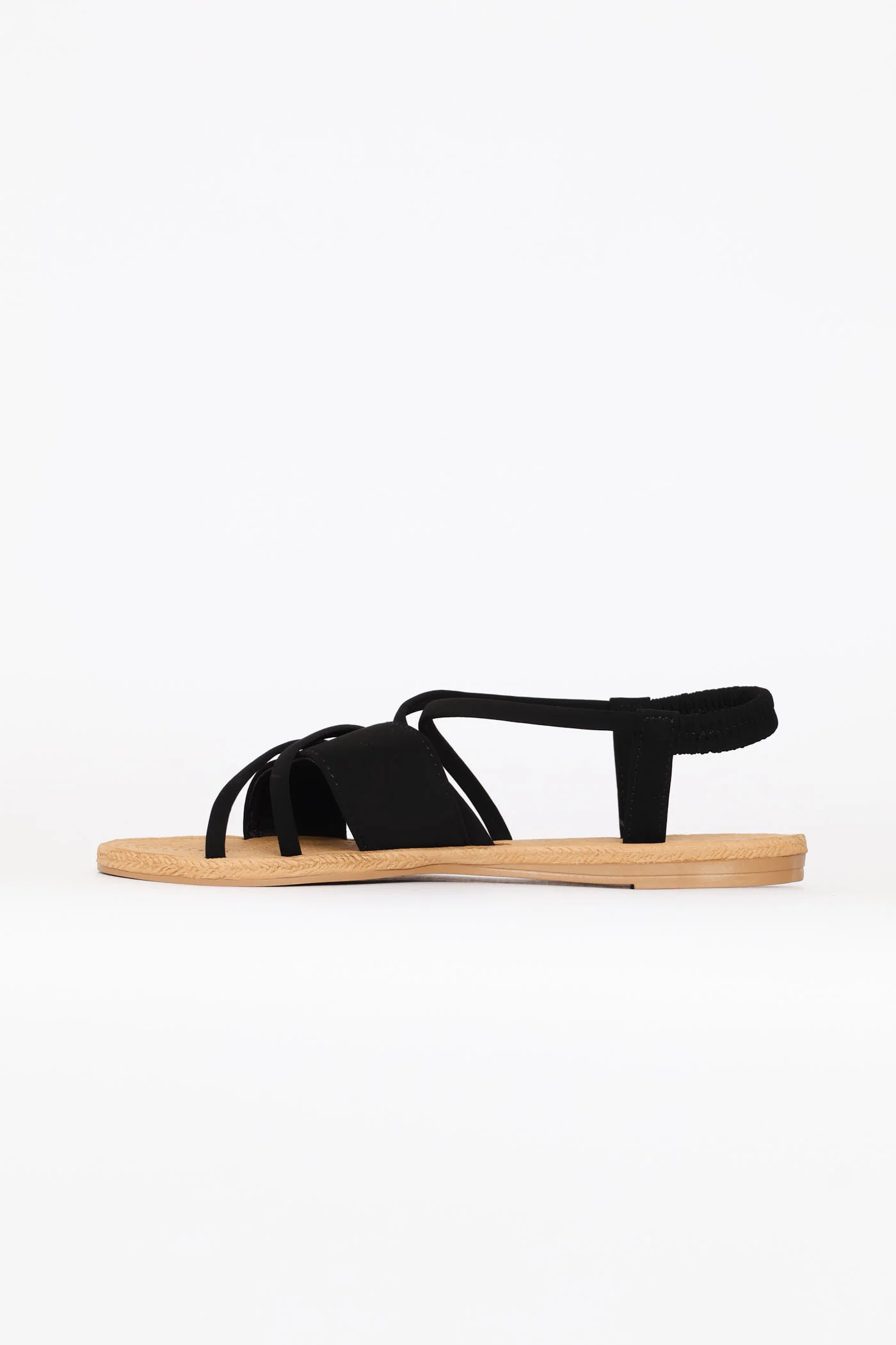 Elasticated Slingback Crosstrap Sandal - Black - Image 4