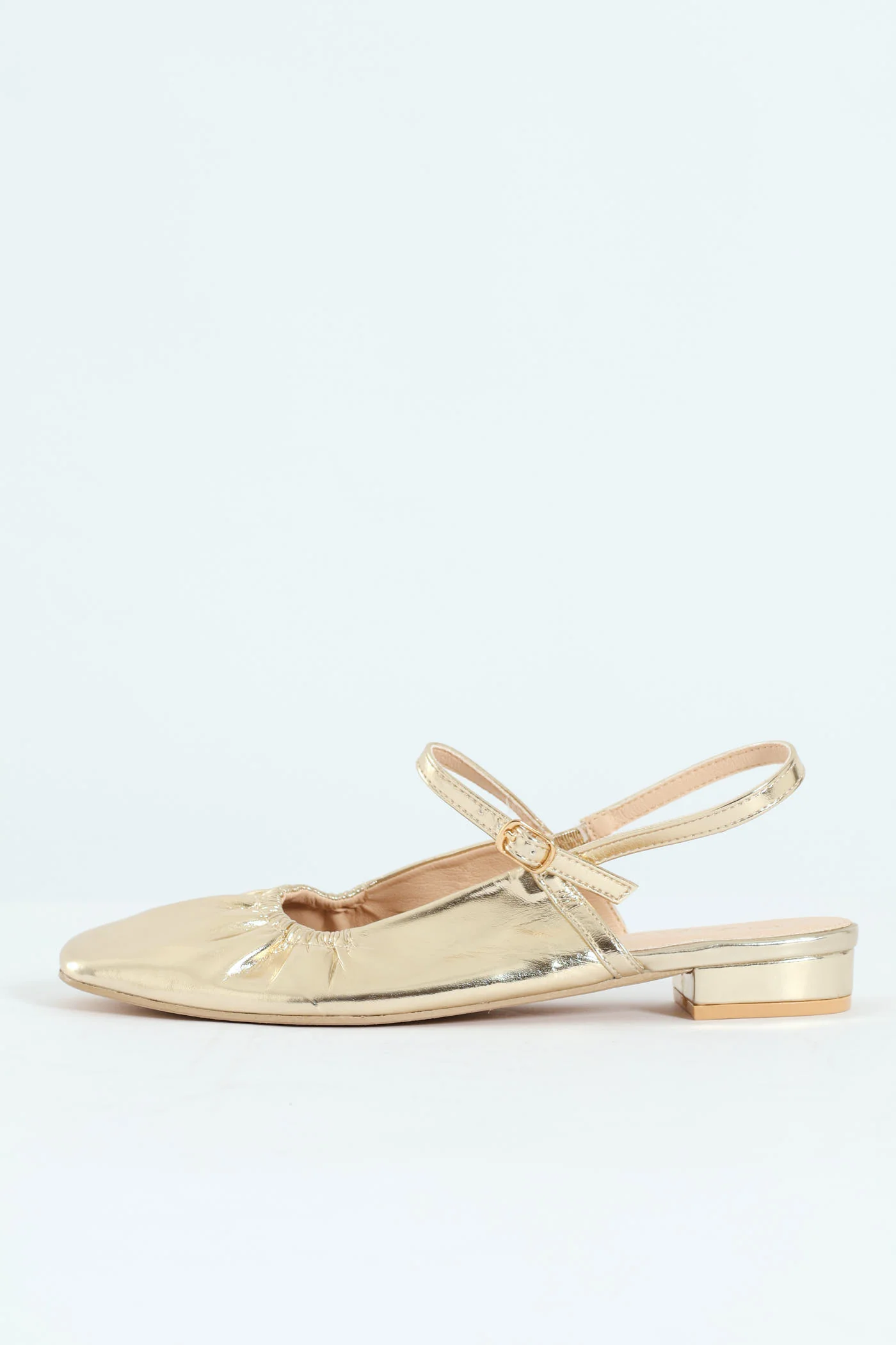 Elasticated Slingback Pump - Gold - Image 5