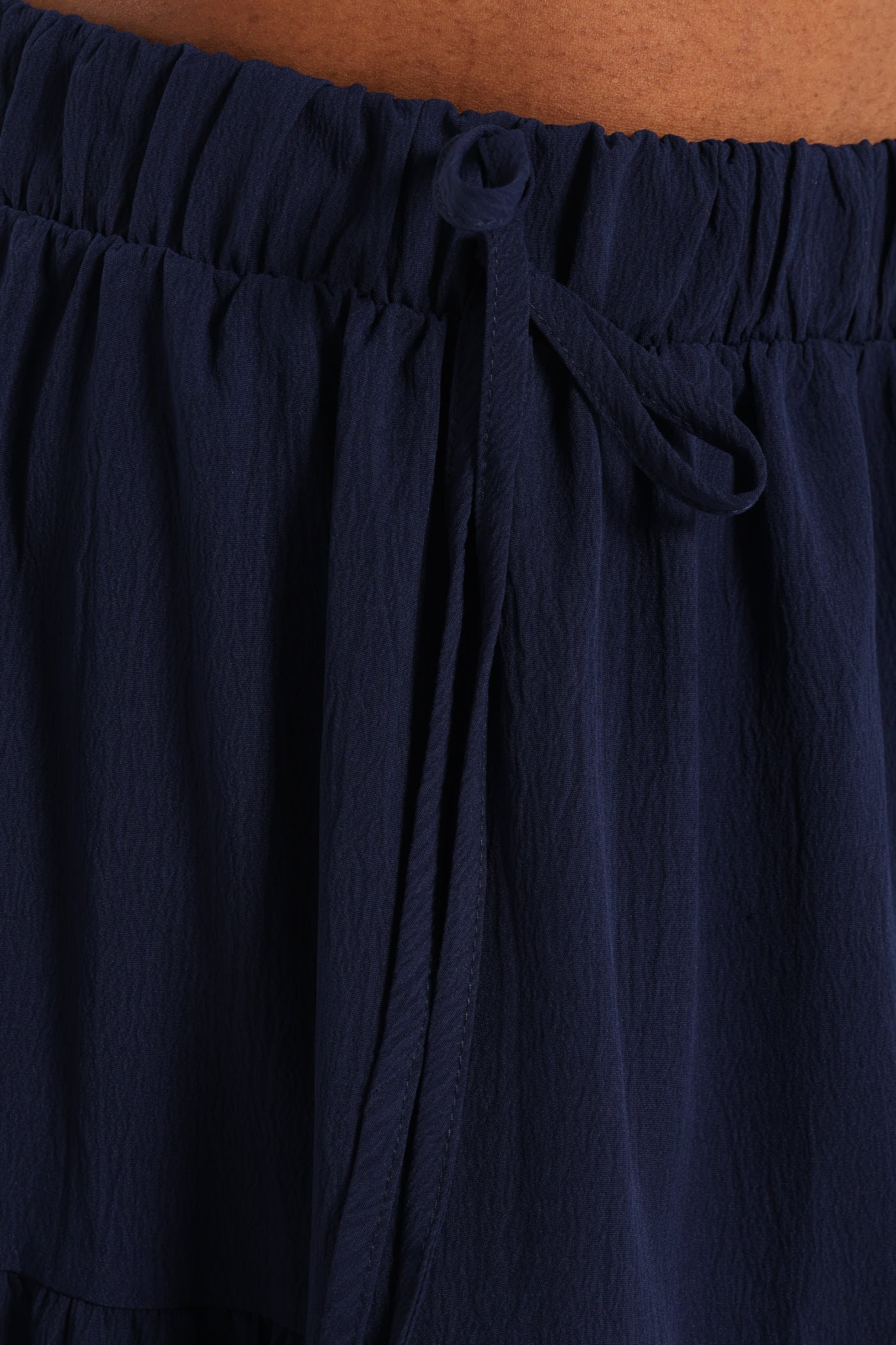 Elasticated Tiered Maxi Skirt - Navy - Image 5