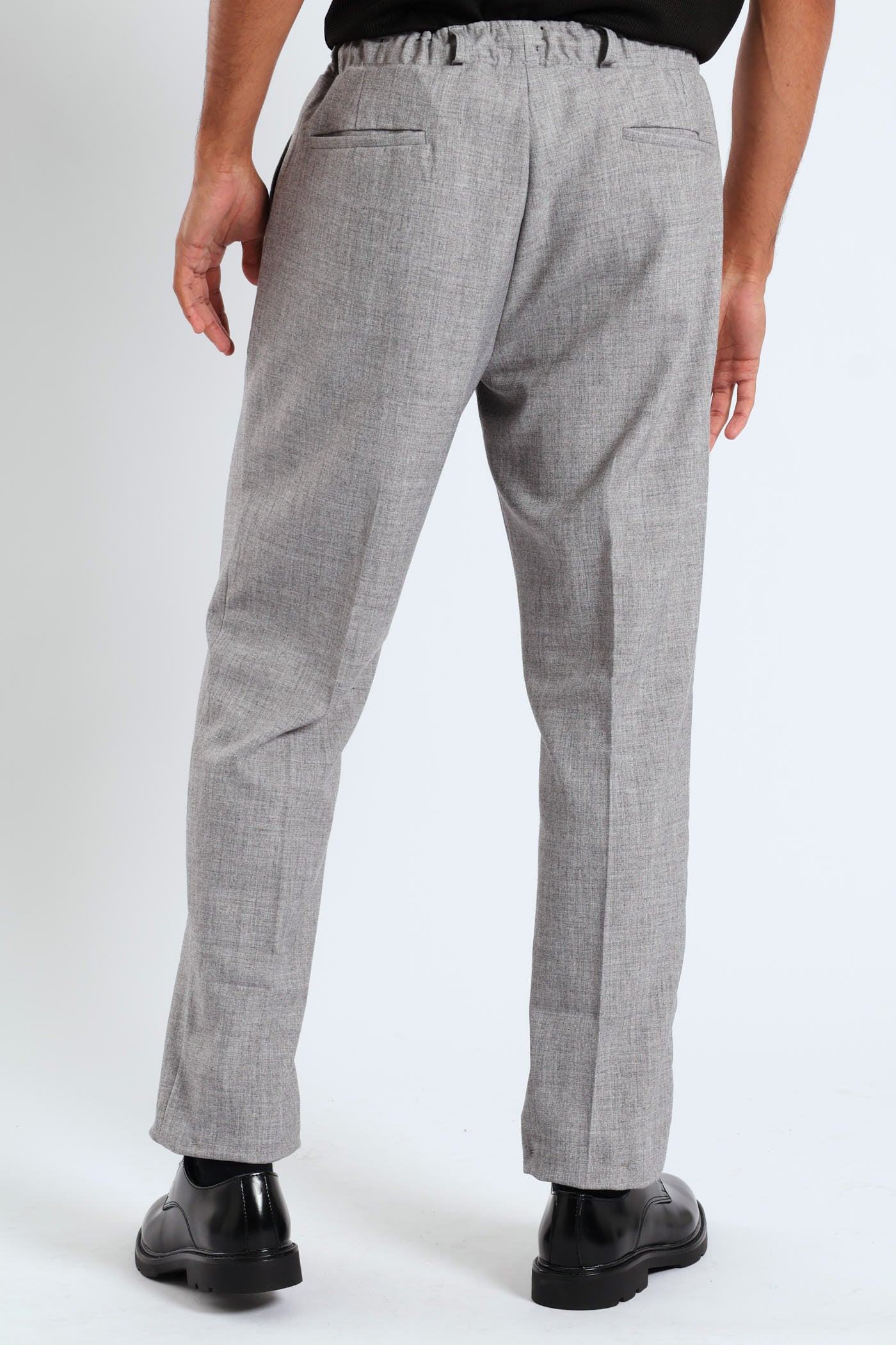 Elasticated Trousers - Grey Melange - Image 4
