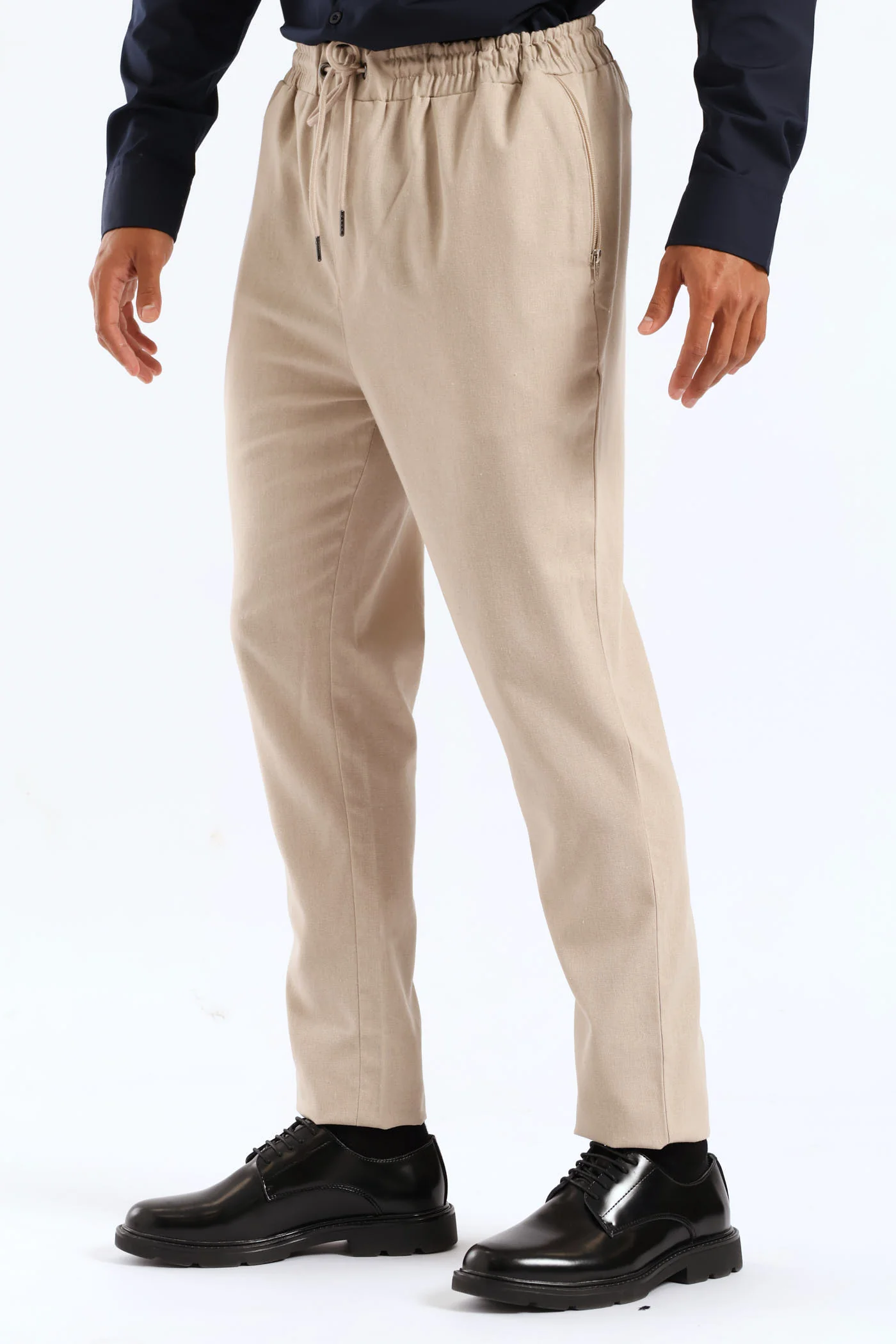 Elasticated Zip Detail Trouser - Neutral - Image 3