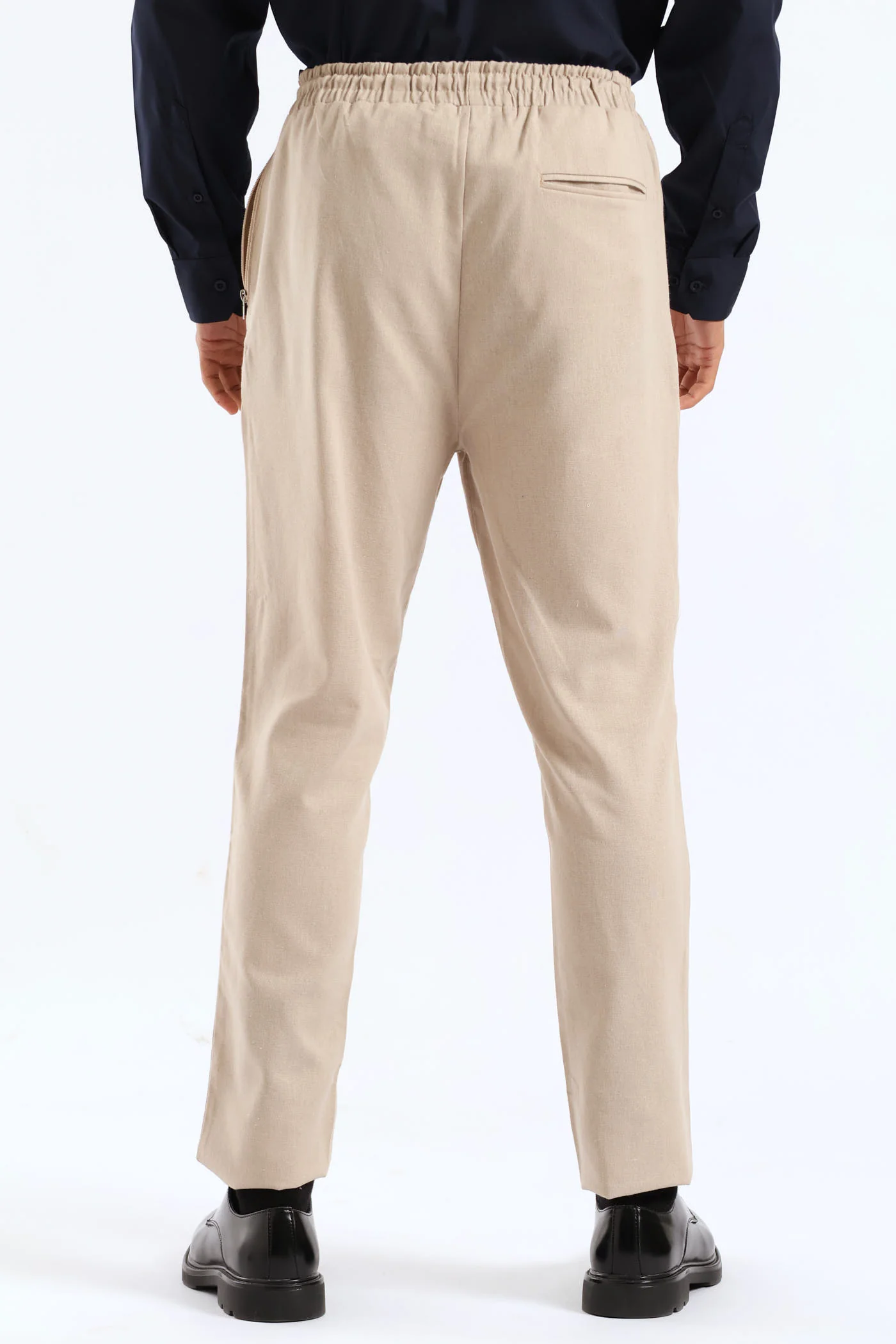 Elasticated Zip Detail Trouser - Neutral - Image 4