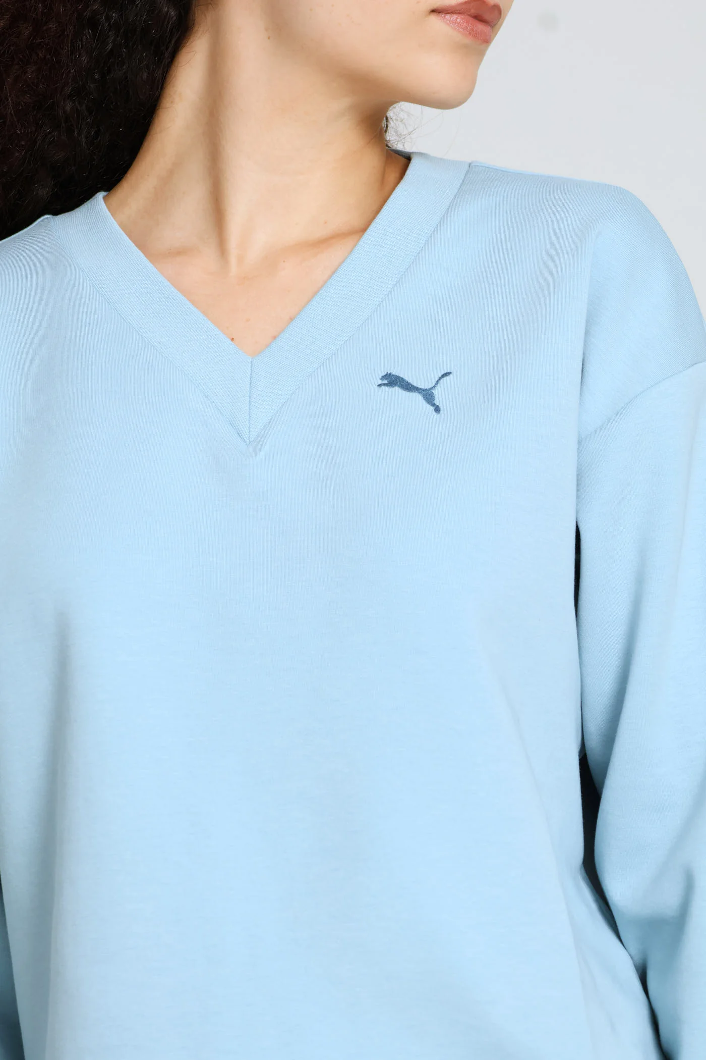 Elevated Comfort V-Neck Crew Top - Seafoam - Image 2