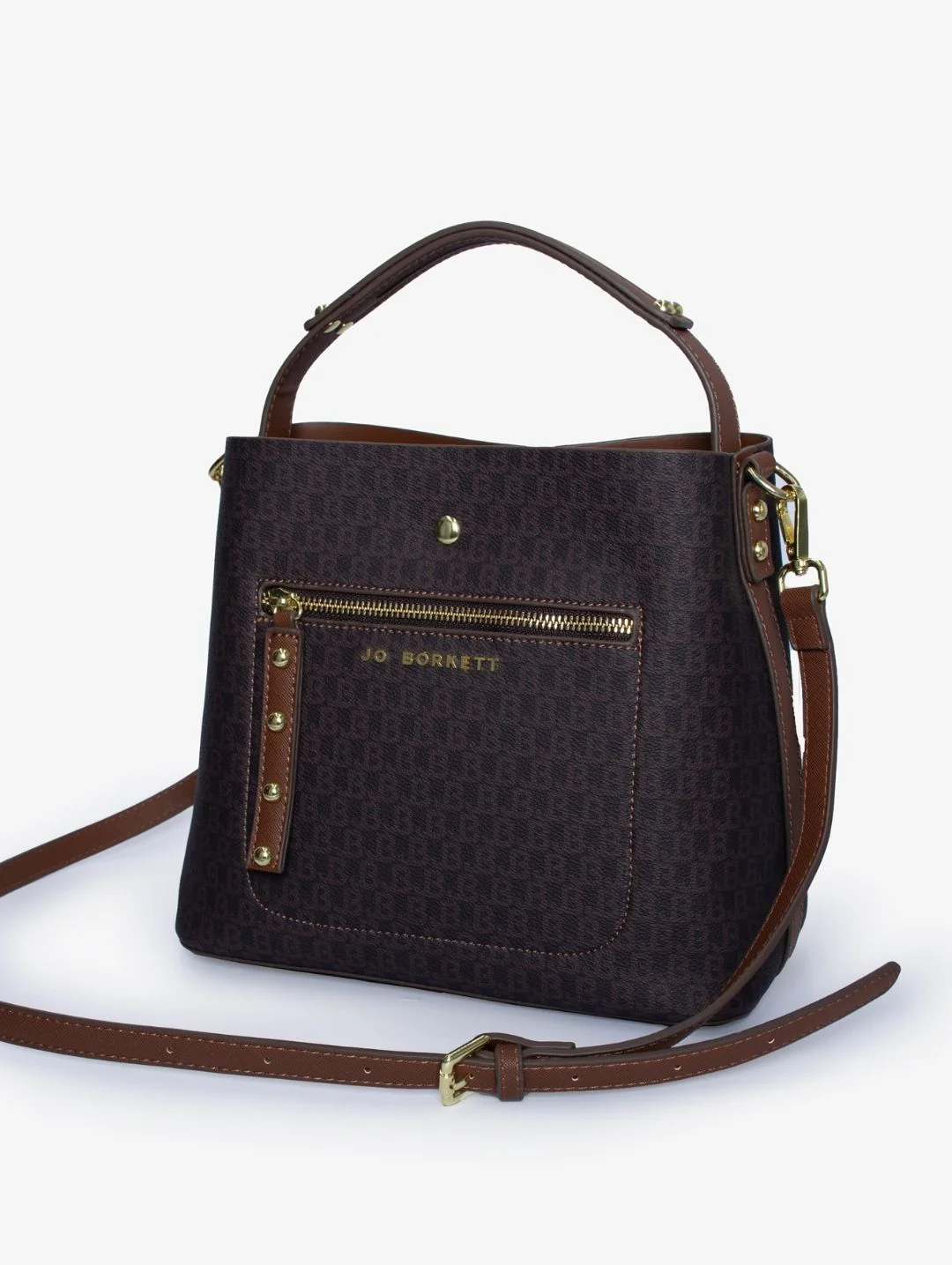 Elexi Logo Zip Front Bag - Brown - Image 3