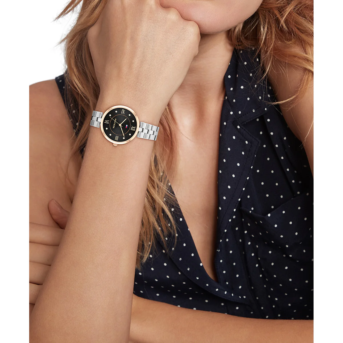 Ella Stainless Steel Case & Bracelet With Black Dial Watch - Silver - Image 2
