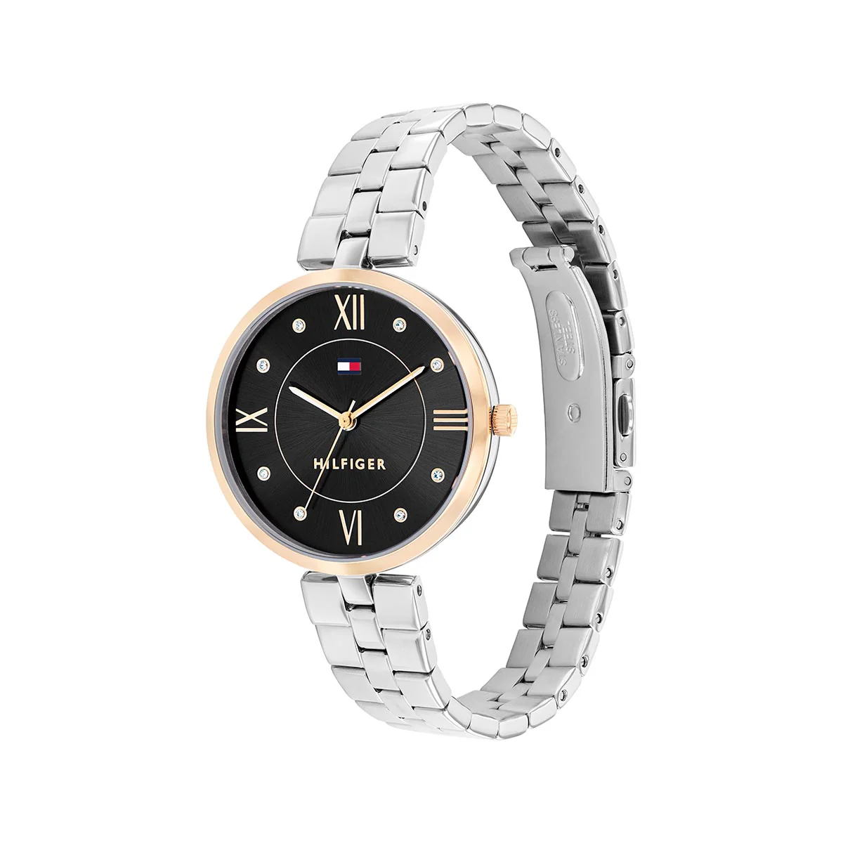 Ella Stainless Steel Case & Bracelet With Black Dial Watch - Silver - Image 4