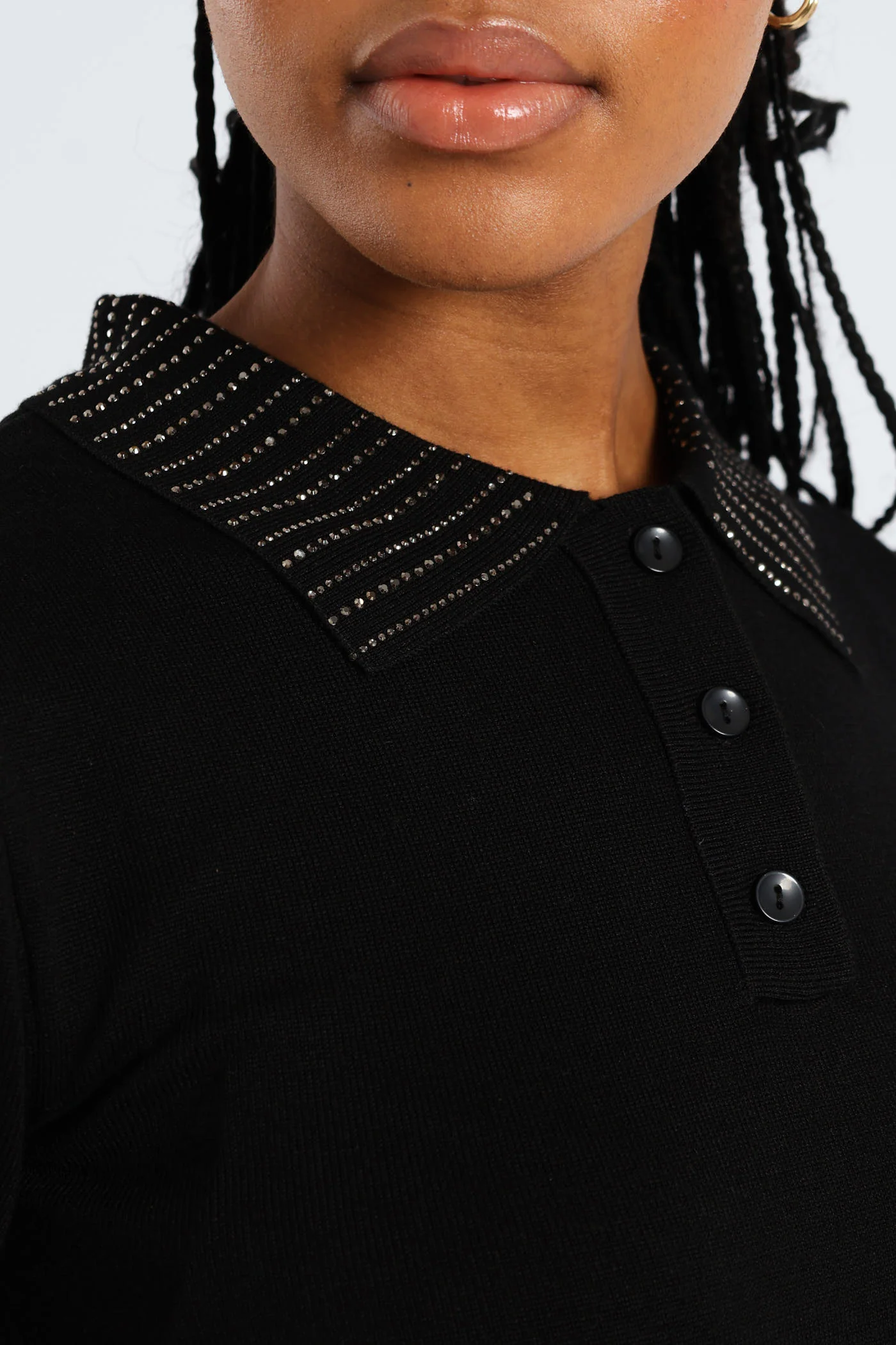 Embellished Collar Golfer - Black - Image 2