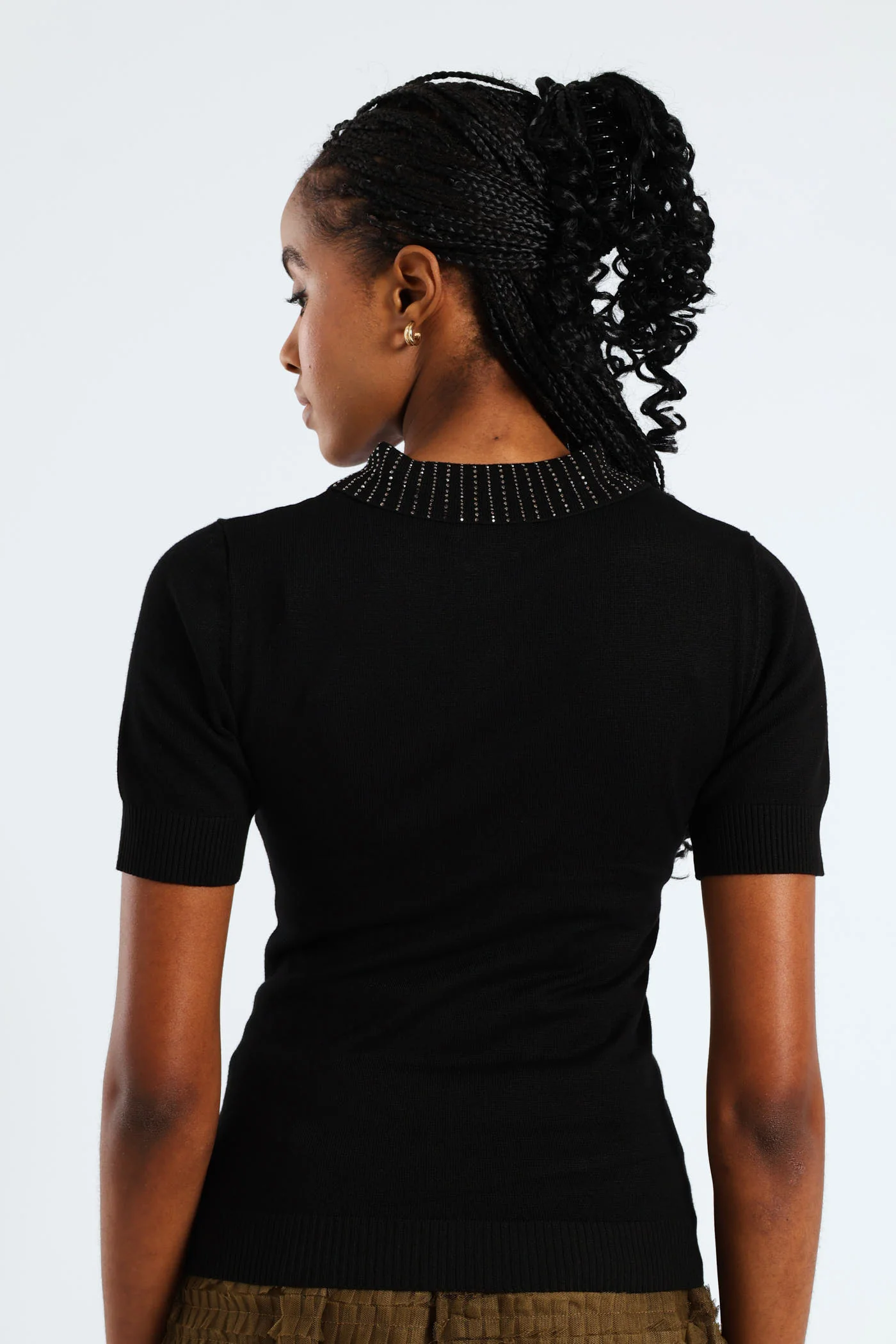 Embellished Collar Golfer - Black - Image 4