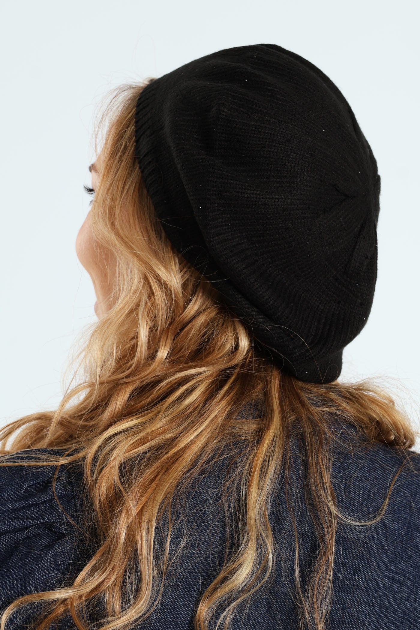 Embellished Knitted Beret - Black - Image 3