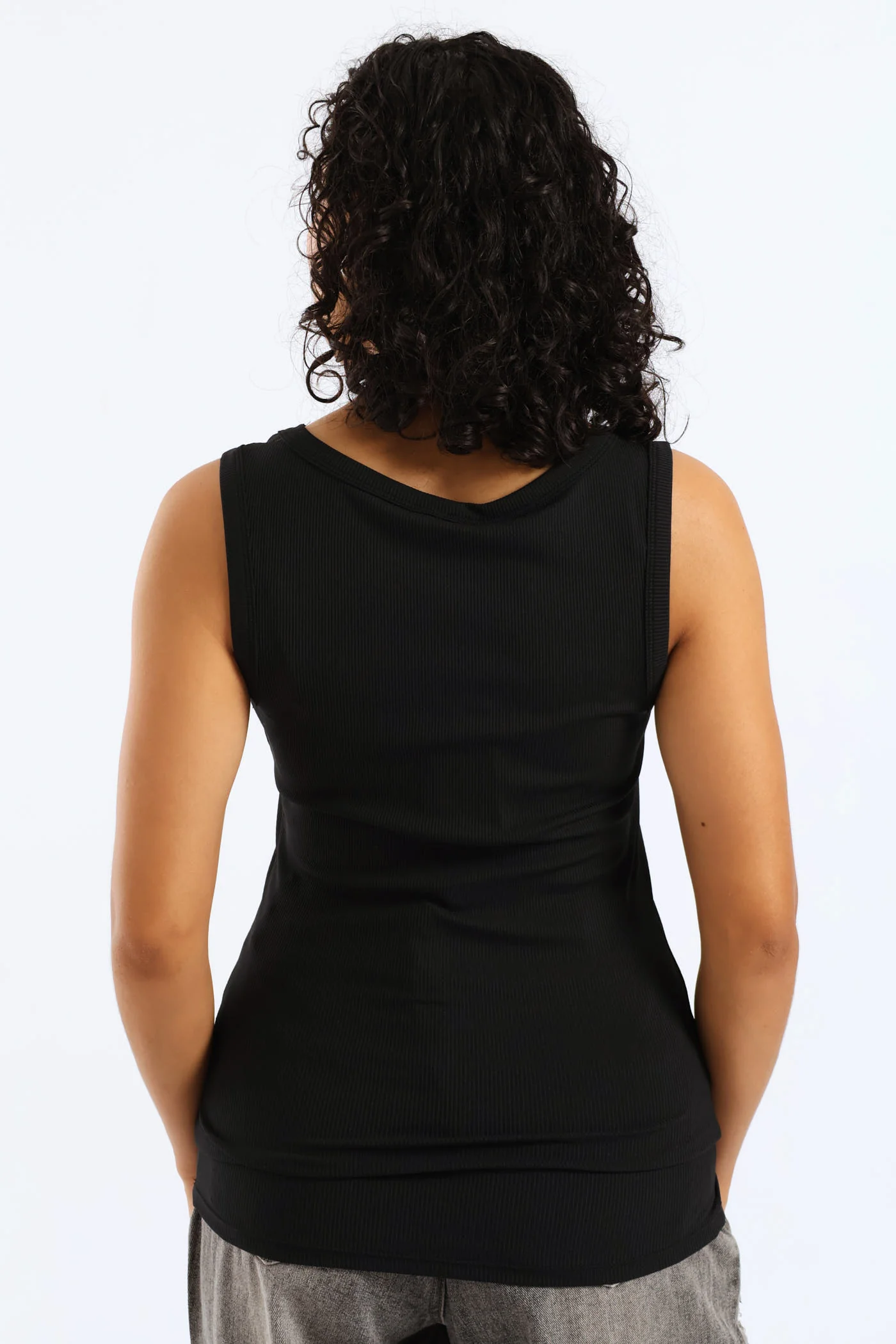 Embellished Logo Tank Top - Black - Image 4