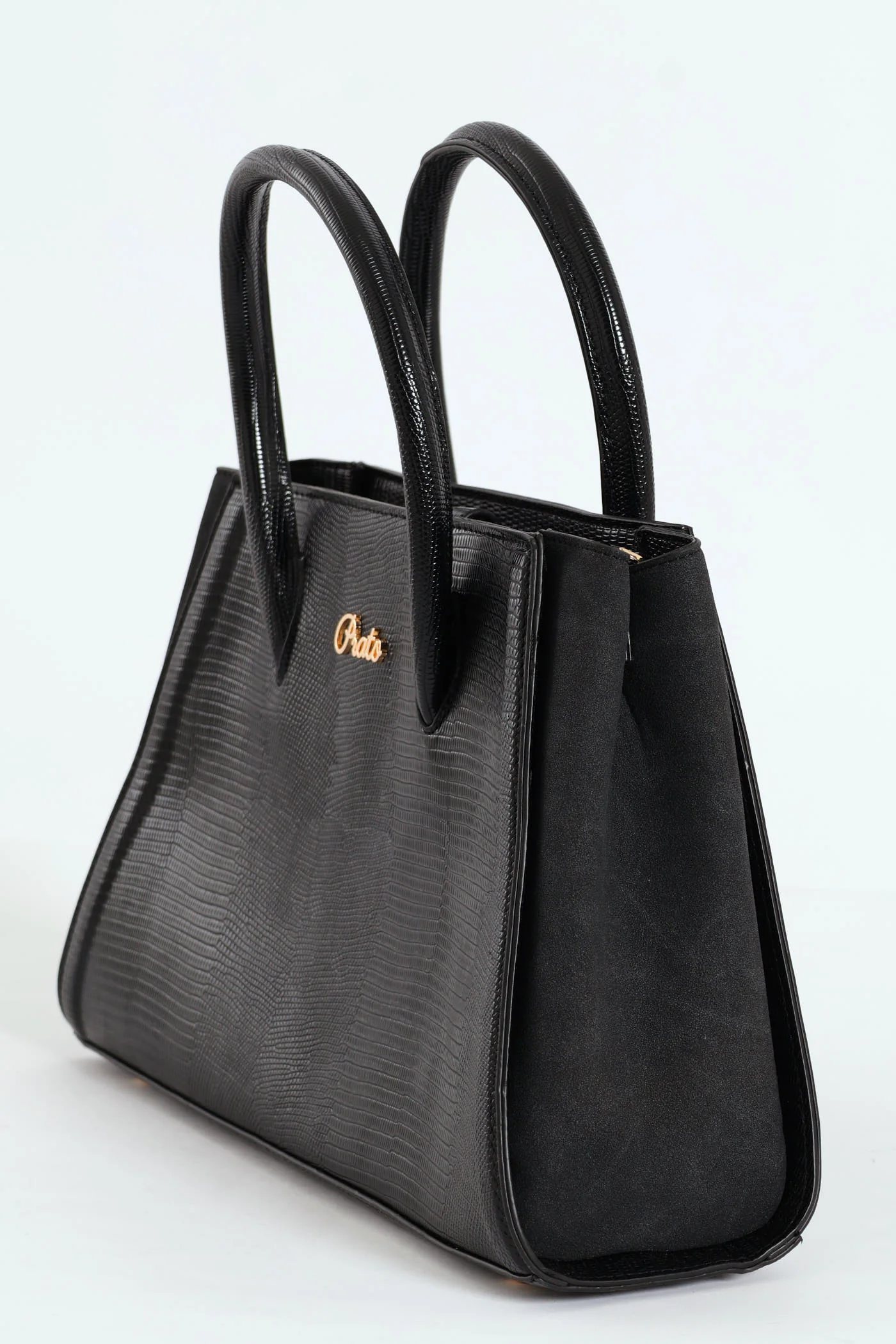 Embossed Animal Multi Compartment Tote Bag - Black - Image 3