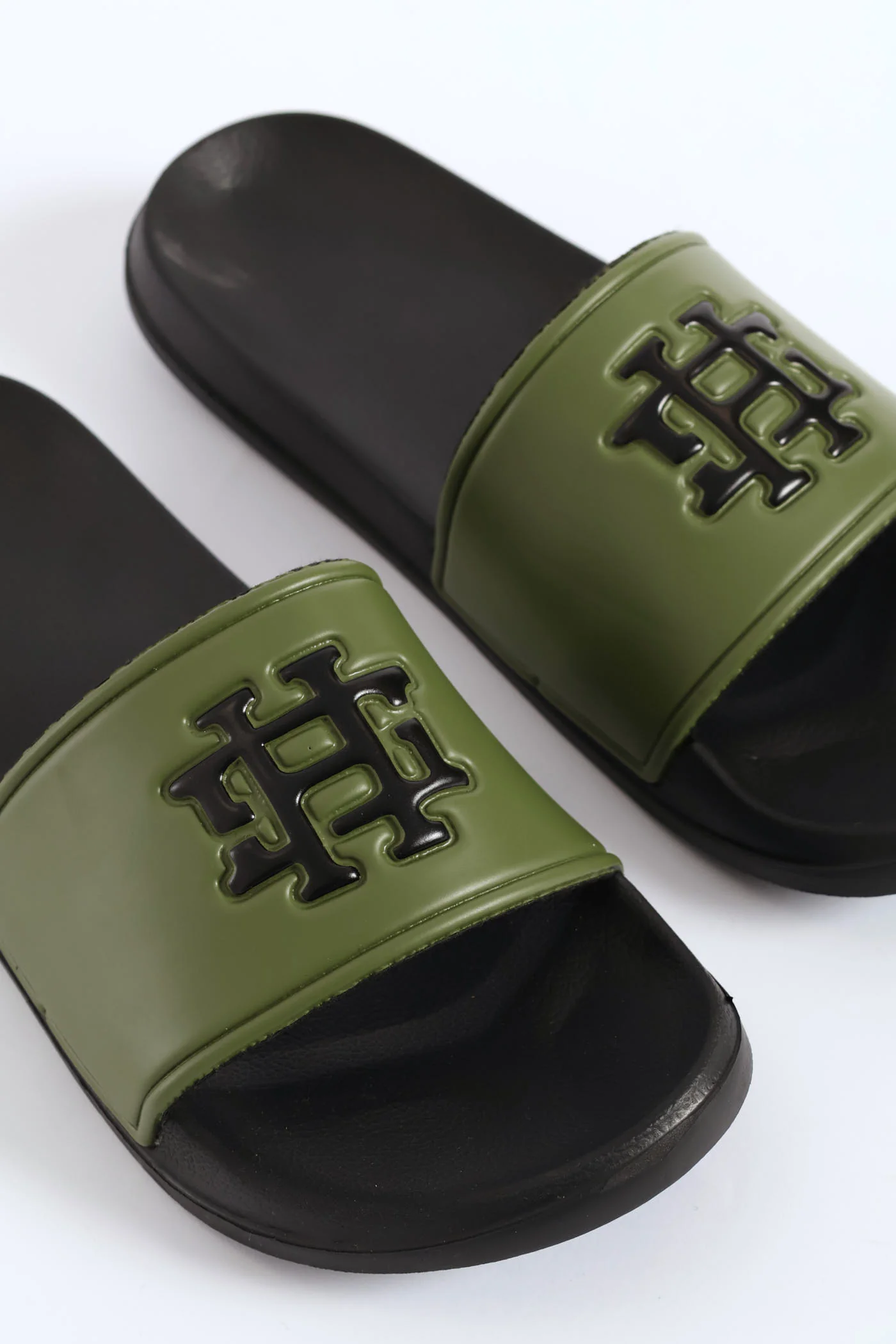 Embossed Brand On Upper Pool Slide - Olive - Image 2
