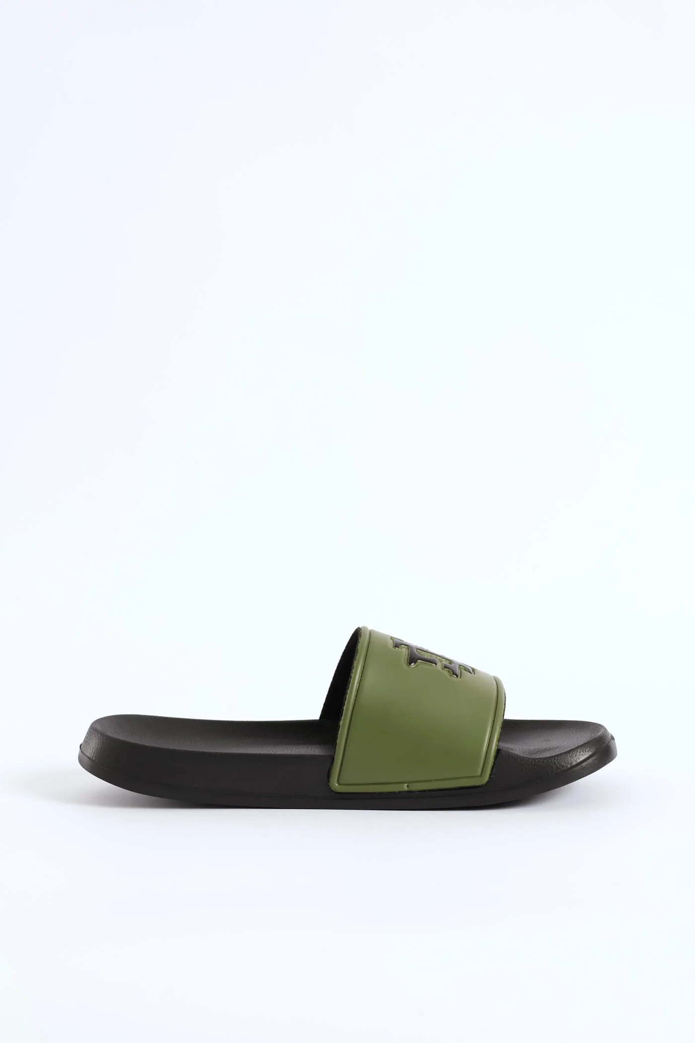 Embossed Brand On Upper Pool Slide - Olive - Image 3