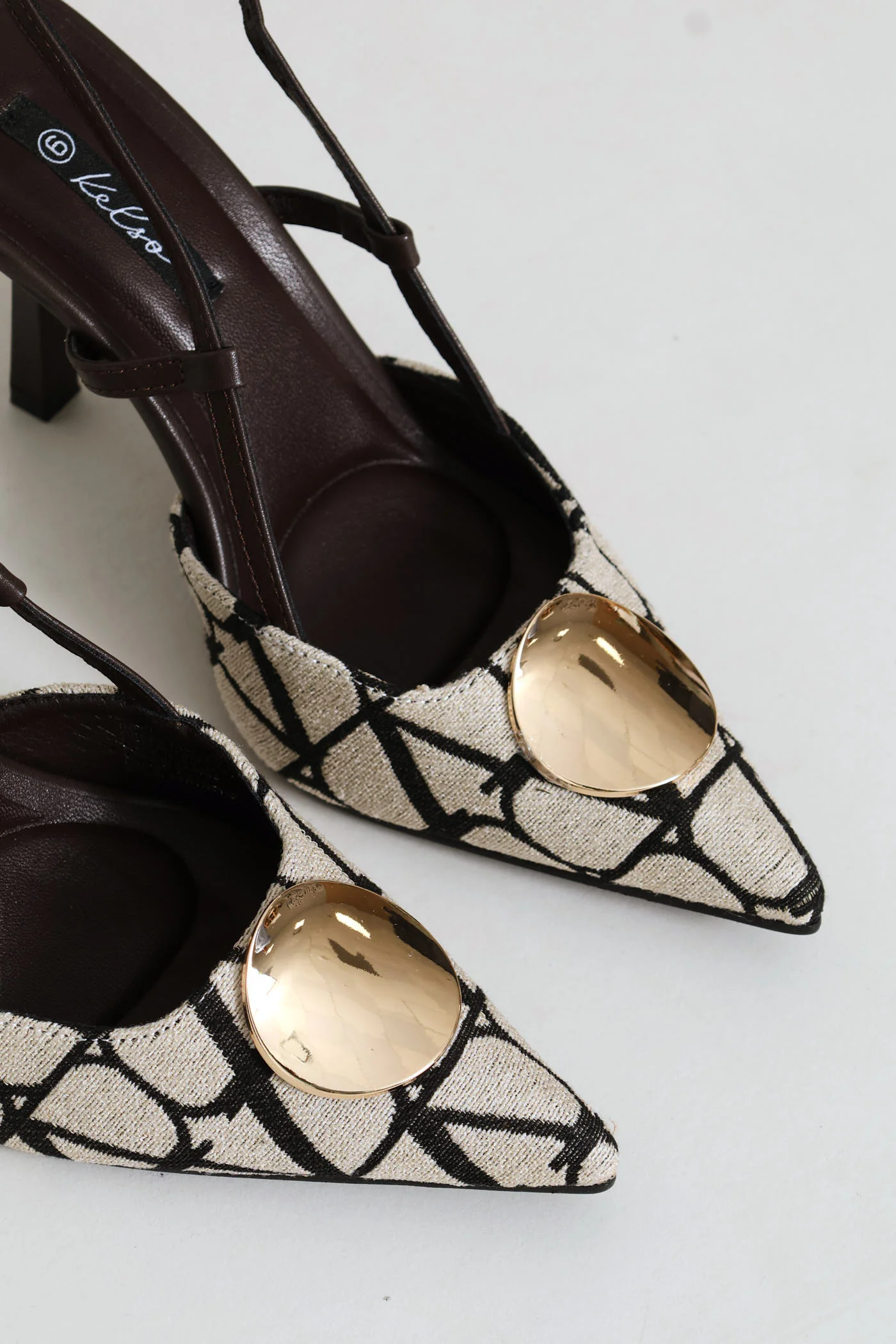 Embossed Canvas Slingback Heel - Multi - Image 2