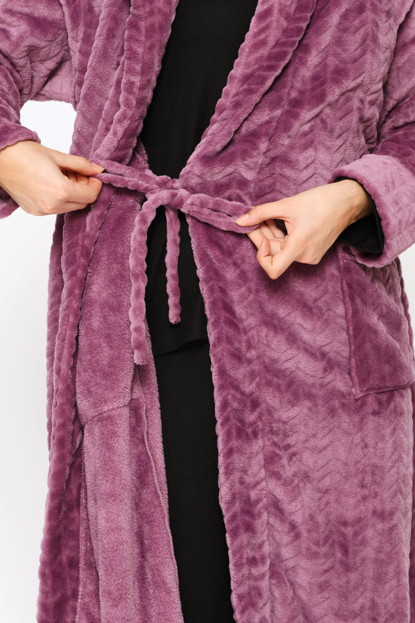 Embossed Chevron Wrap Gown - Purple - Image 2