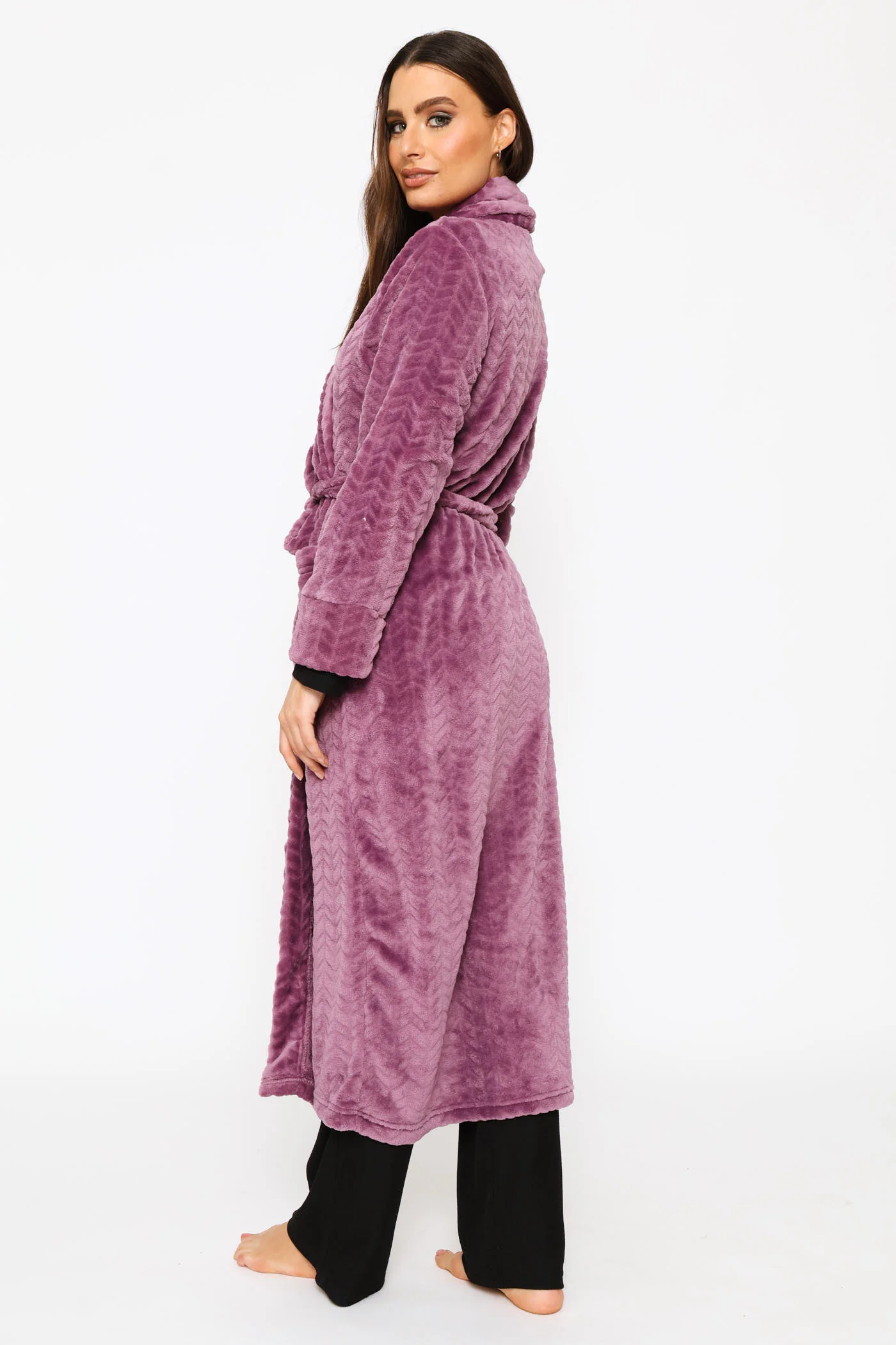 Embossed Chevron Wrap Gown - Purple - Image 3