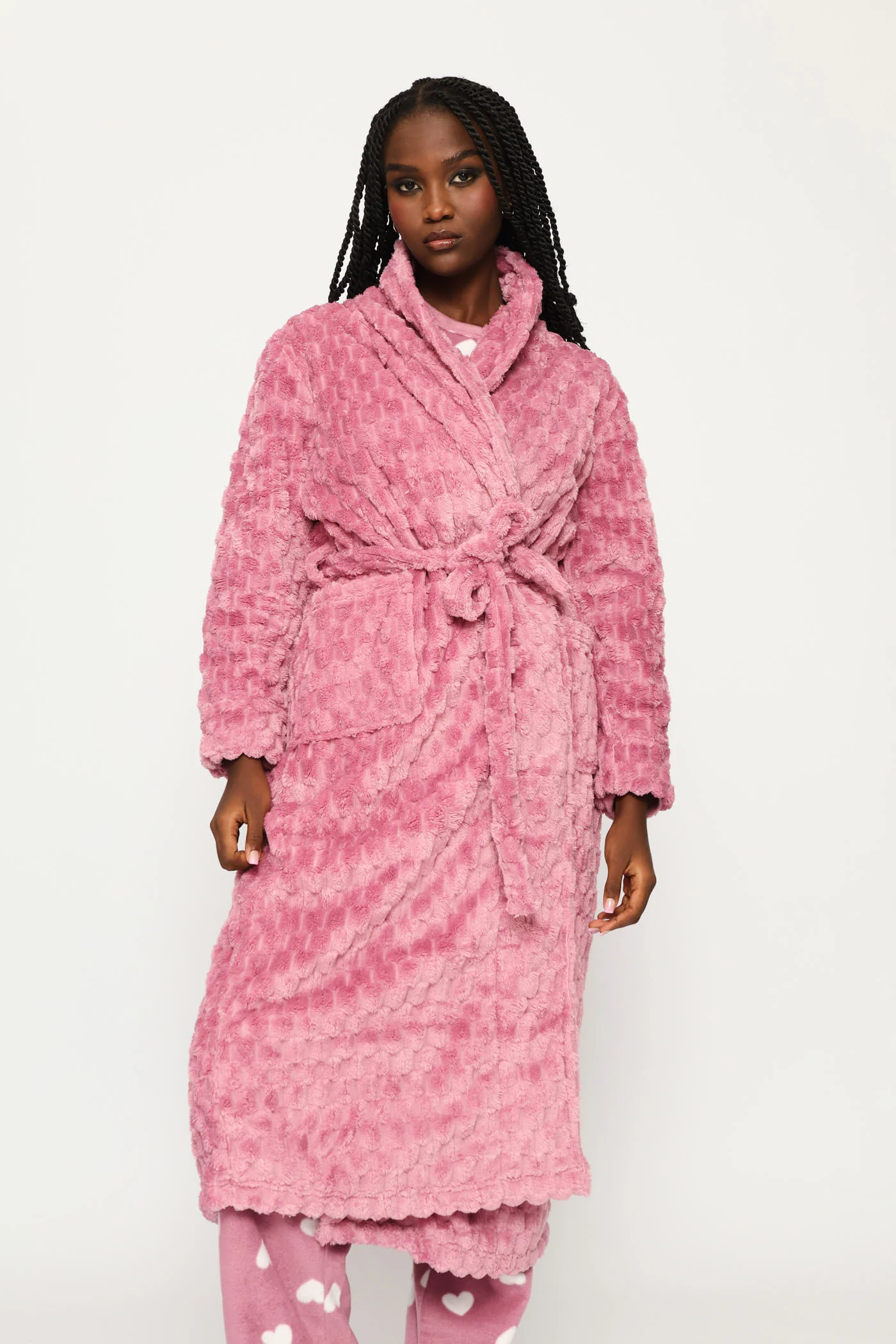 Embossed Chunky Waffle Wrap Gown - Purple - Image 4