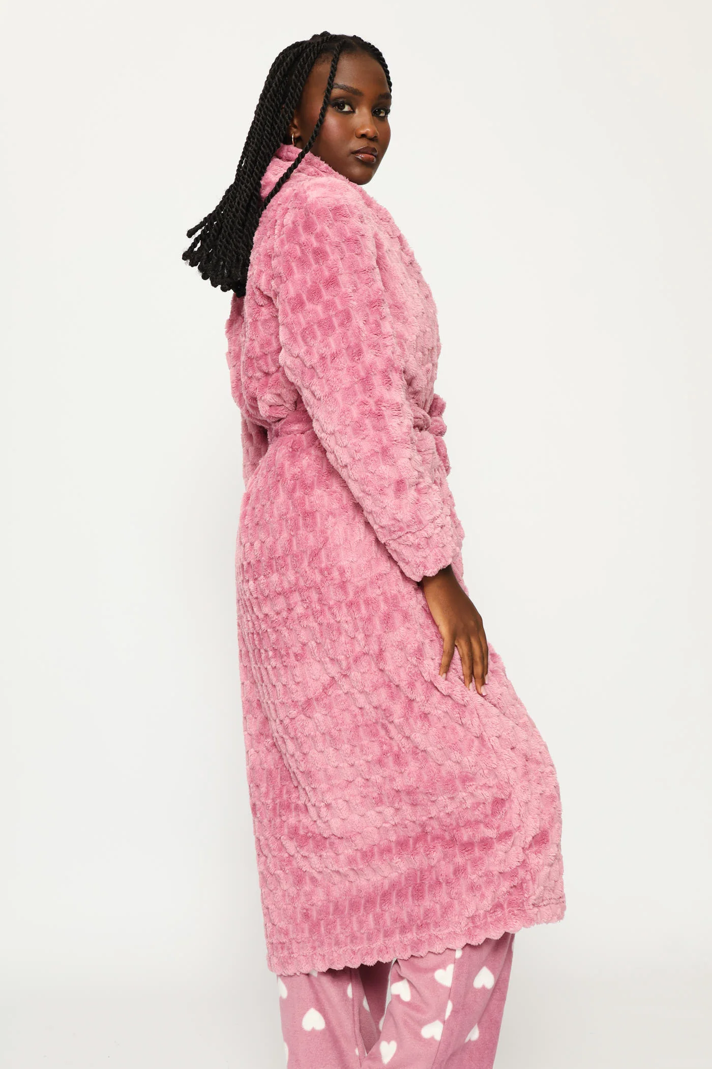 Embossed Chunky Waffle Wrap Gown - Purple - Image 5