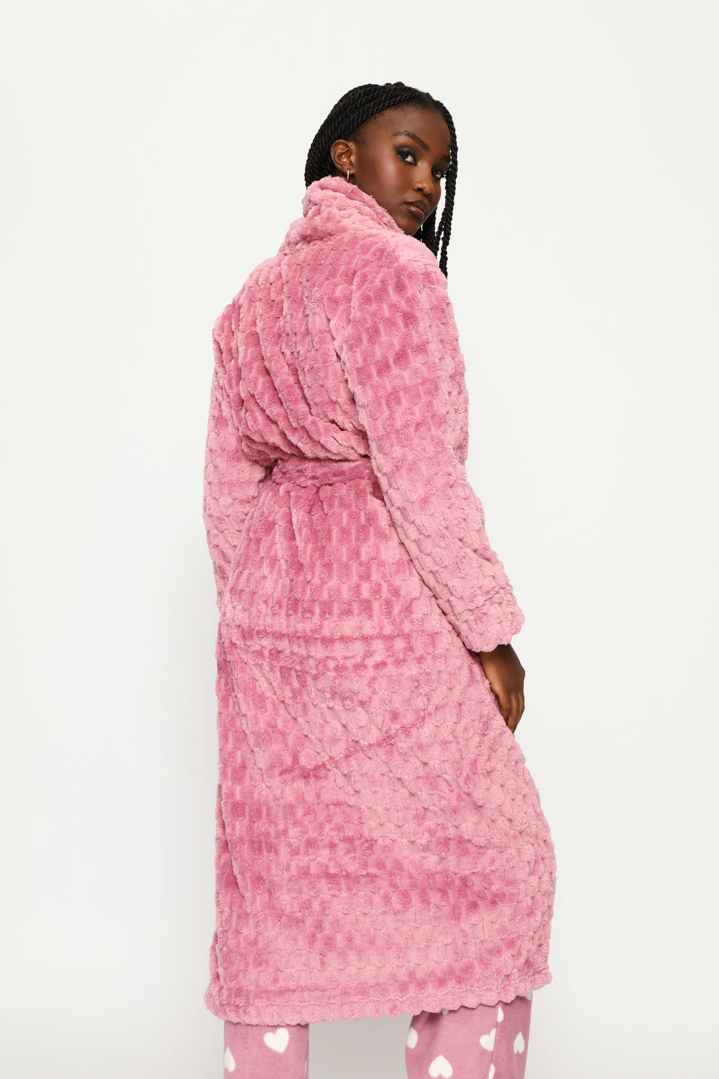 Embossed Chunky Waffle Wrap Gown - Purple - Image 6