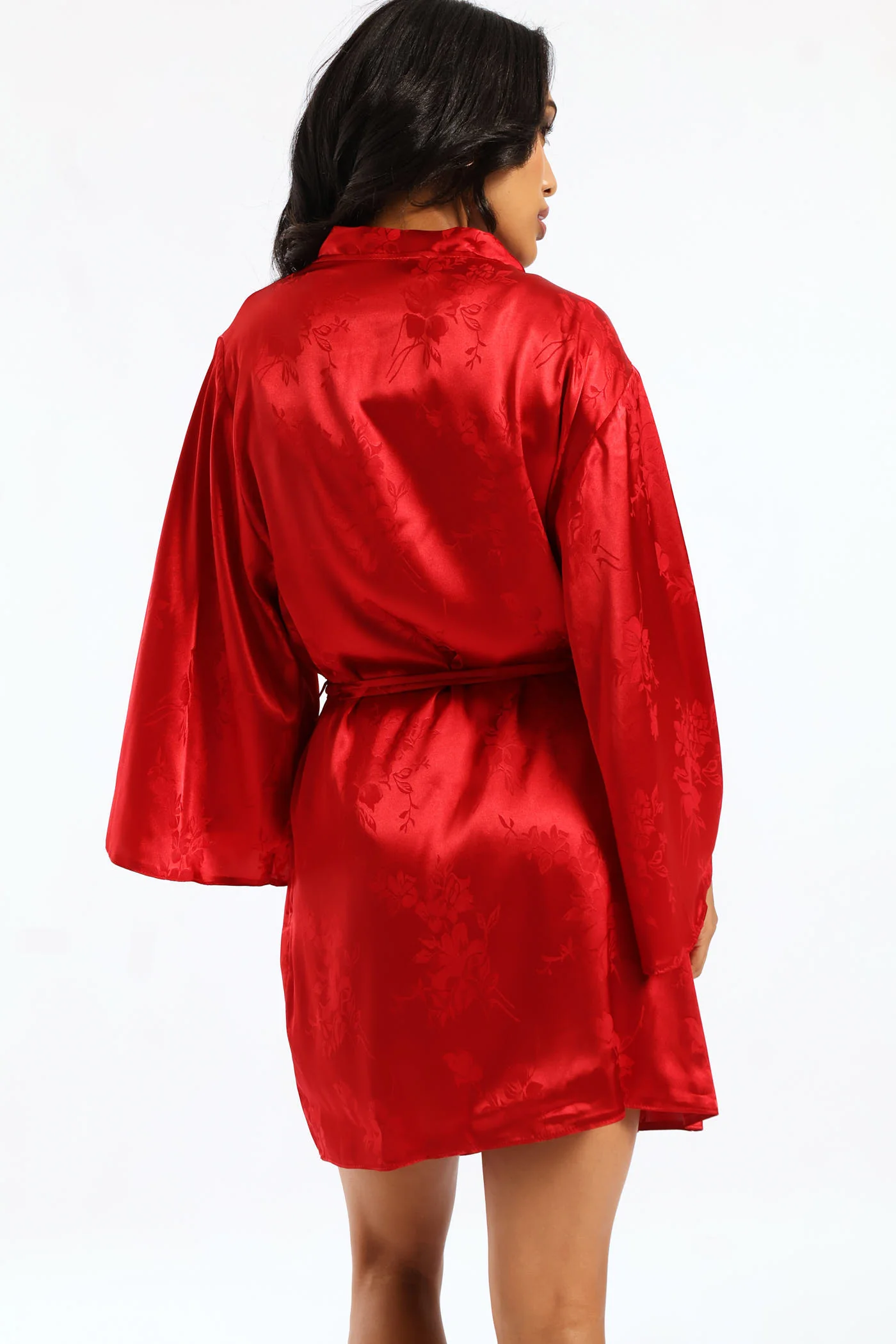Embossed Satin Gown - Red - Image 4