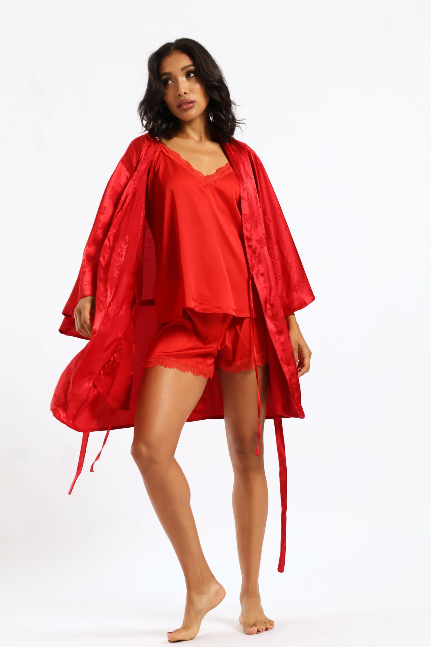 Embossed Satin Gown - Red - Image 5