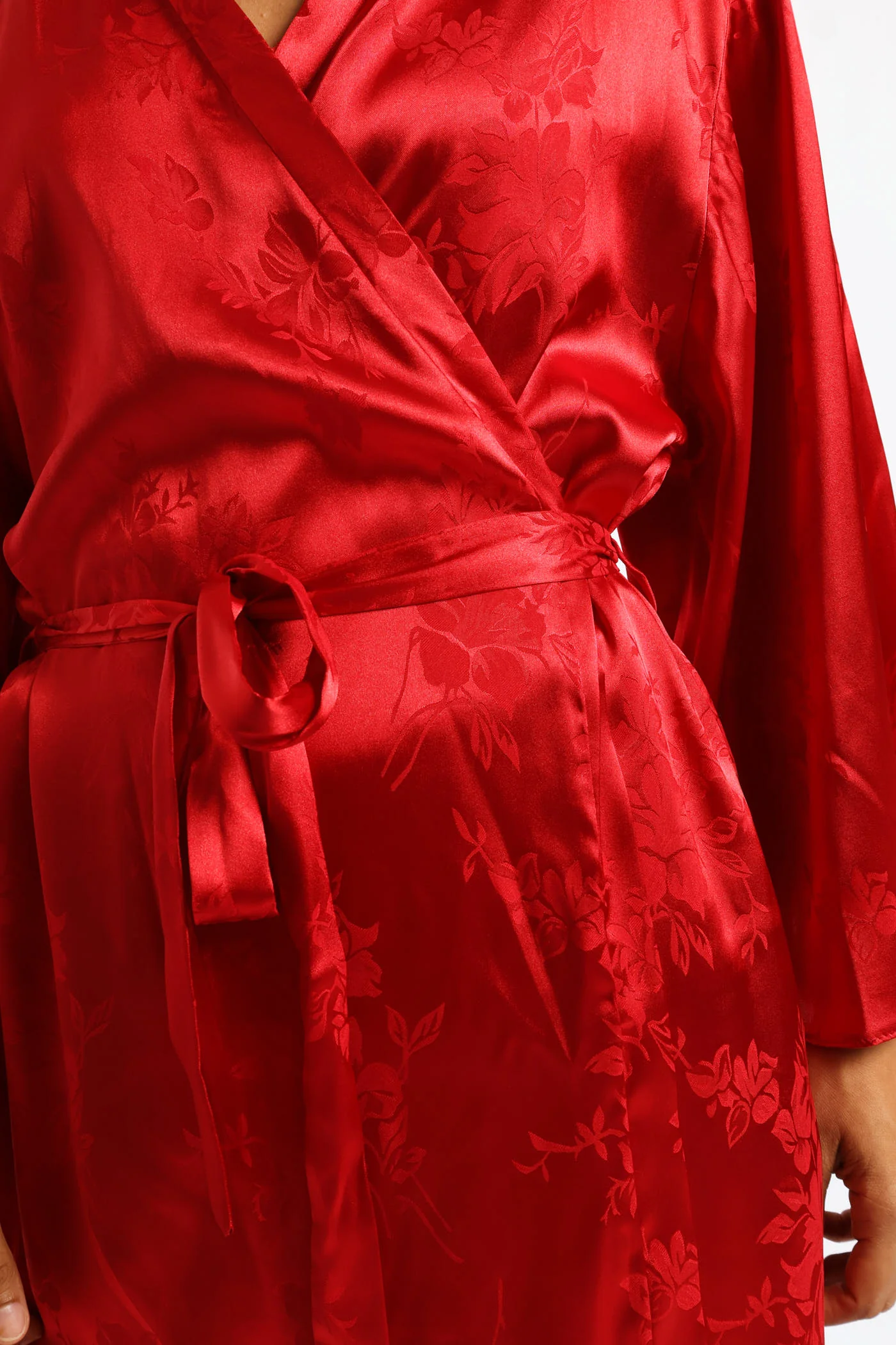 Embossed Satin Gown - Red - Image 8