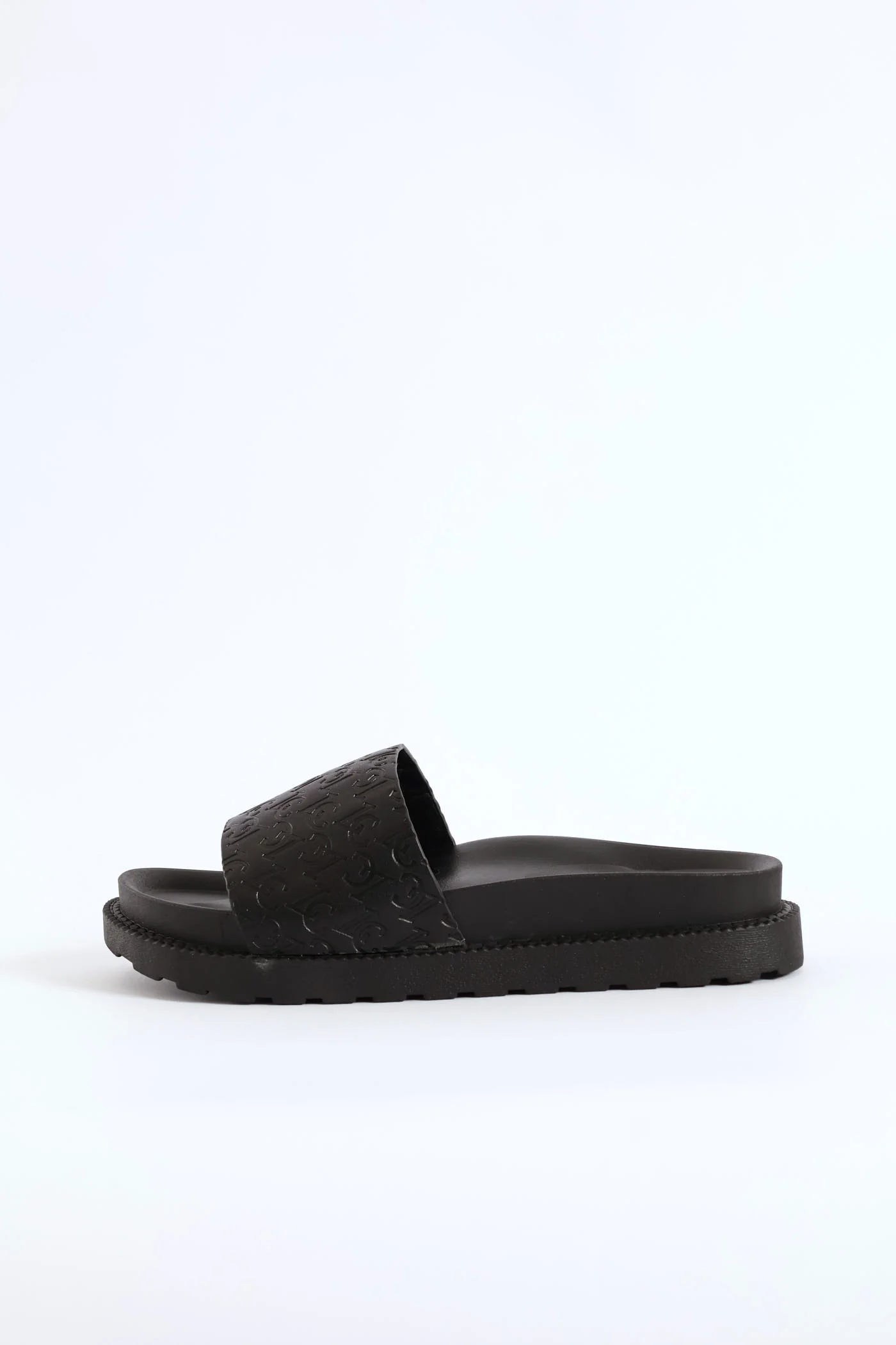 Embossed Upper Pushin Sandal - Black - Image 4