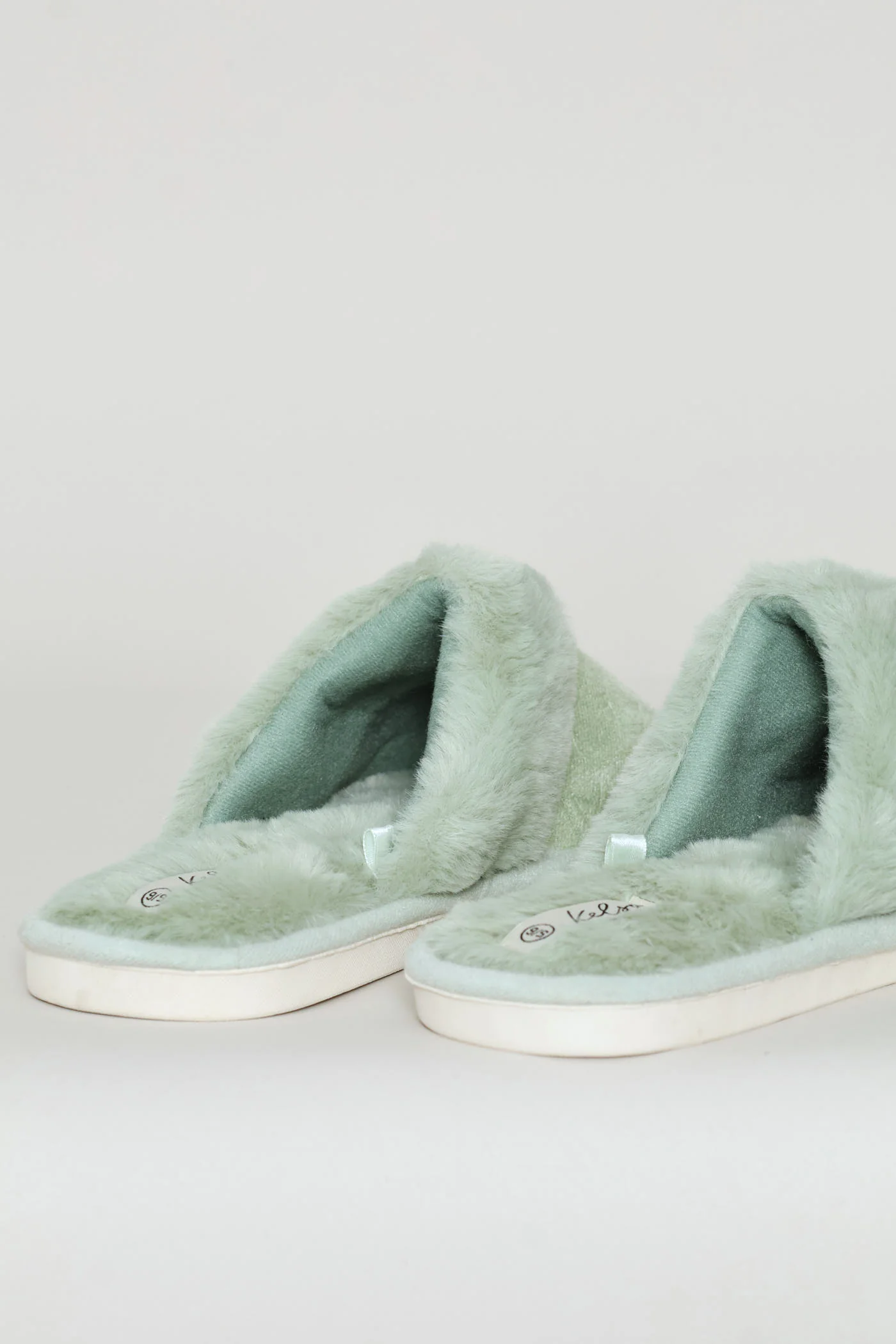 Embossed Upper With Faux Fur Topline Slipper - Sage - Image 2