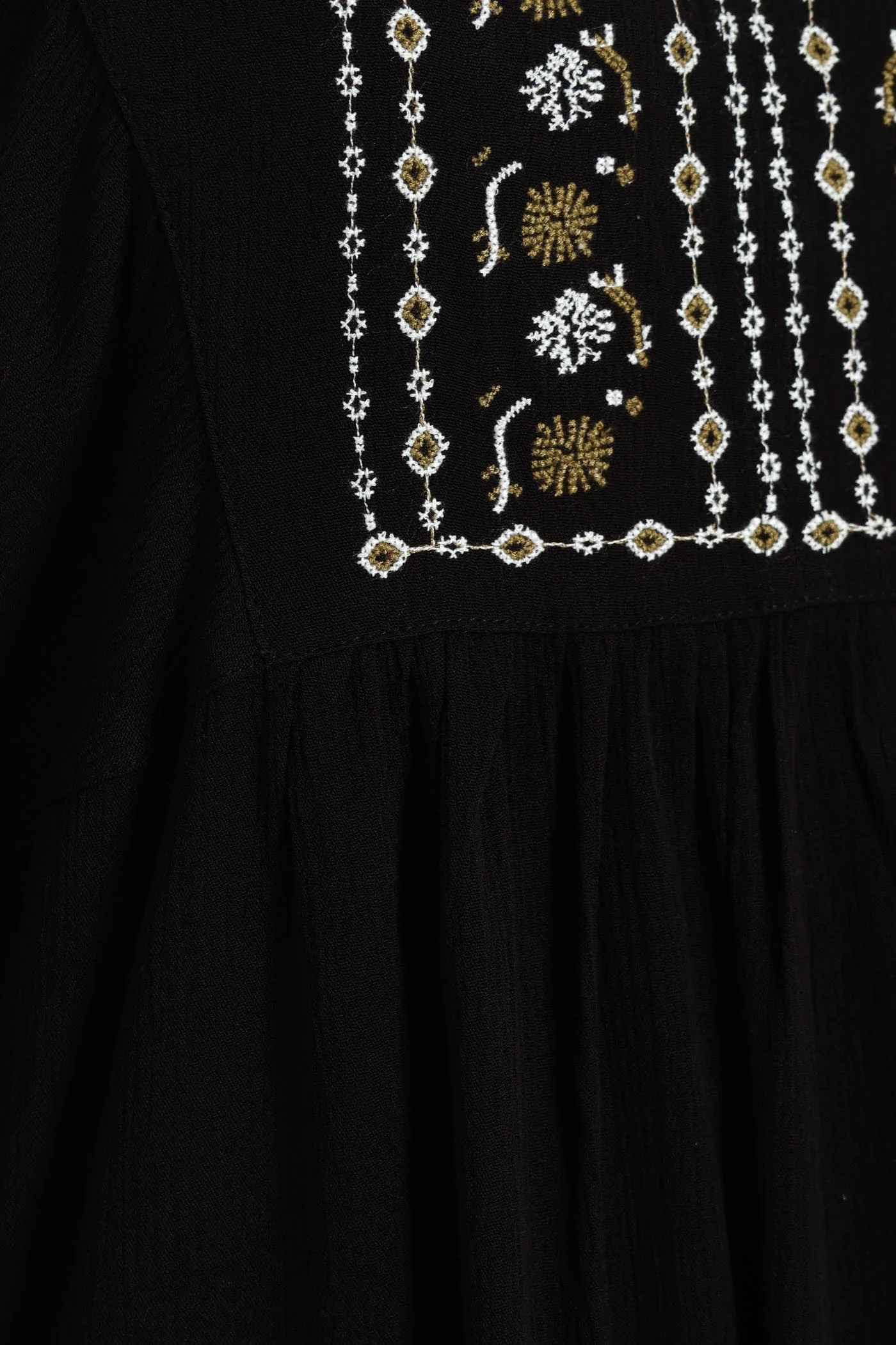 Embroidered Detail Boho Blouse - Black - Image 6