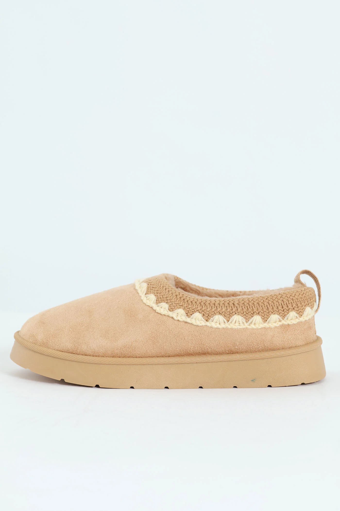Embroidered Flatform Mule Slipper - Stone - Image 5