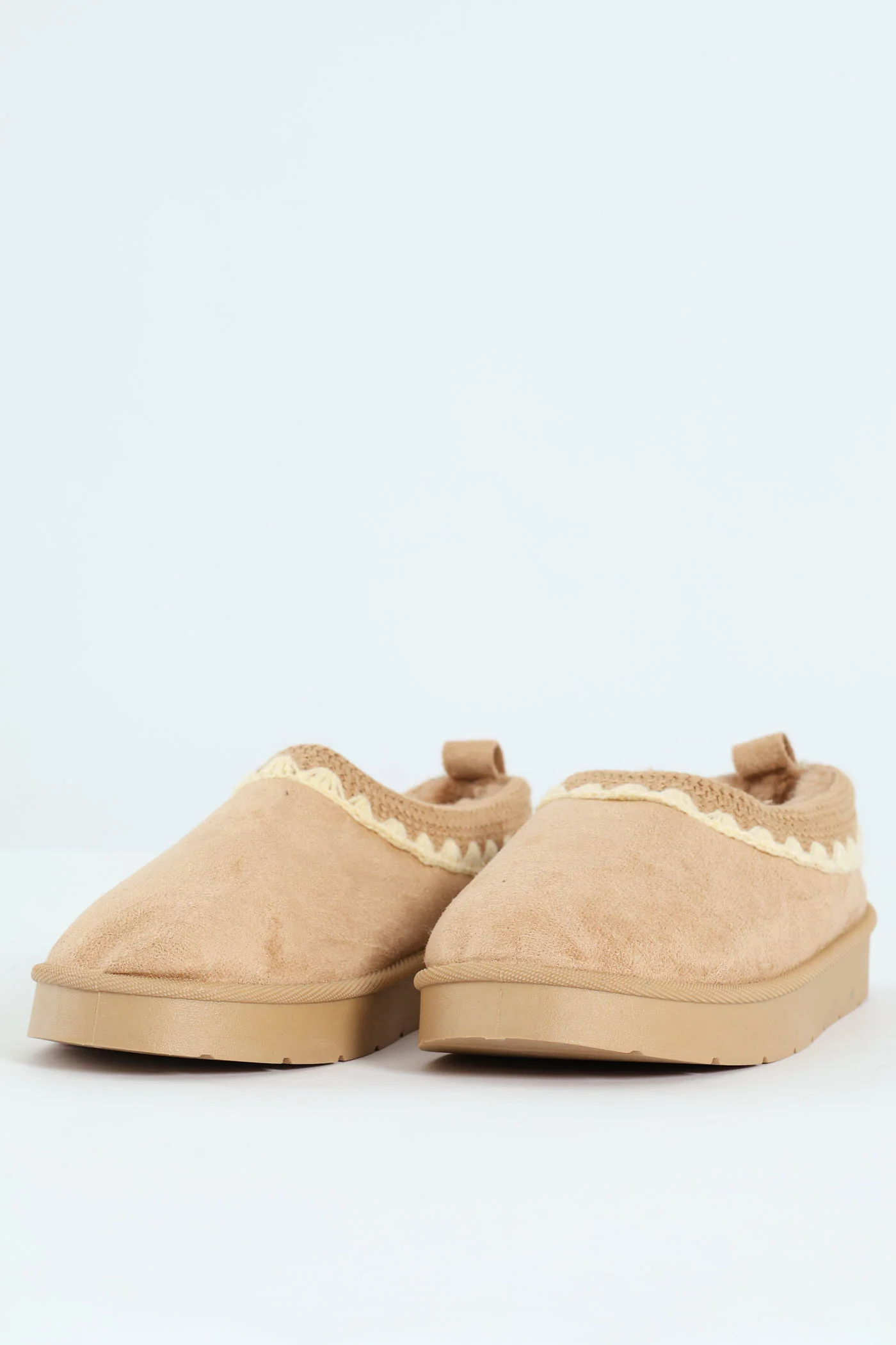 Embroidered Flatform Mule Slipper - Stone - Image 6