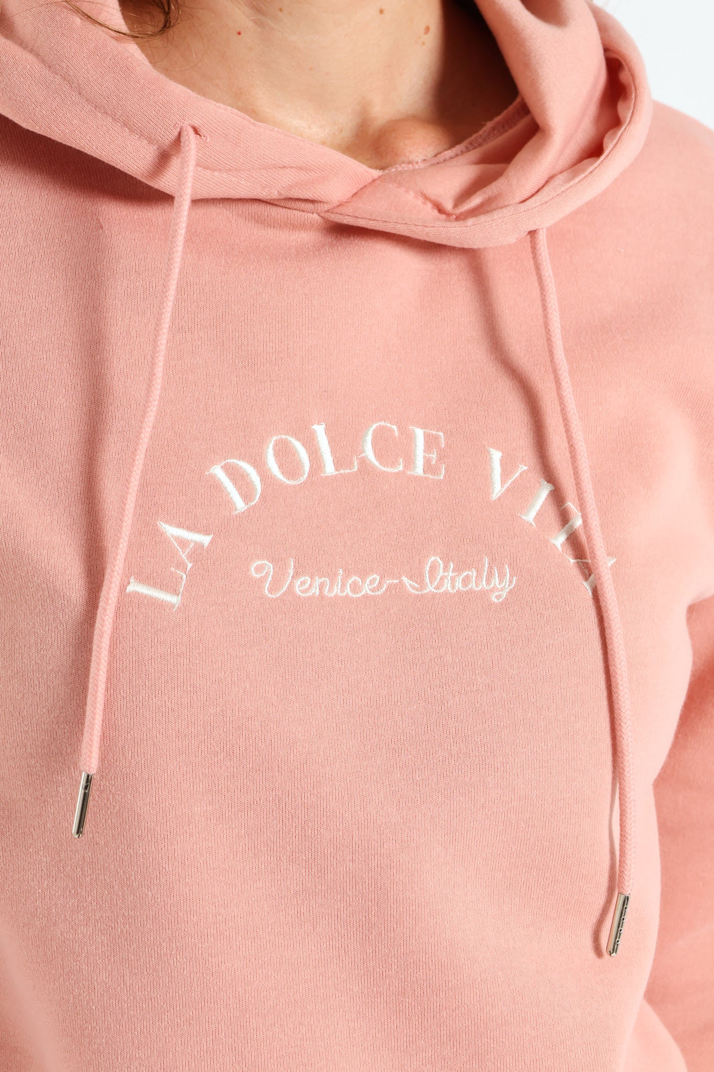 Embroidered Hoody Pullover - Blush - Image 2
